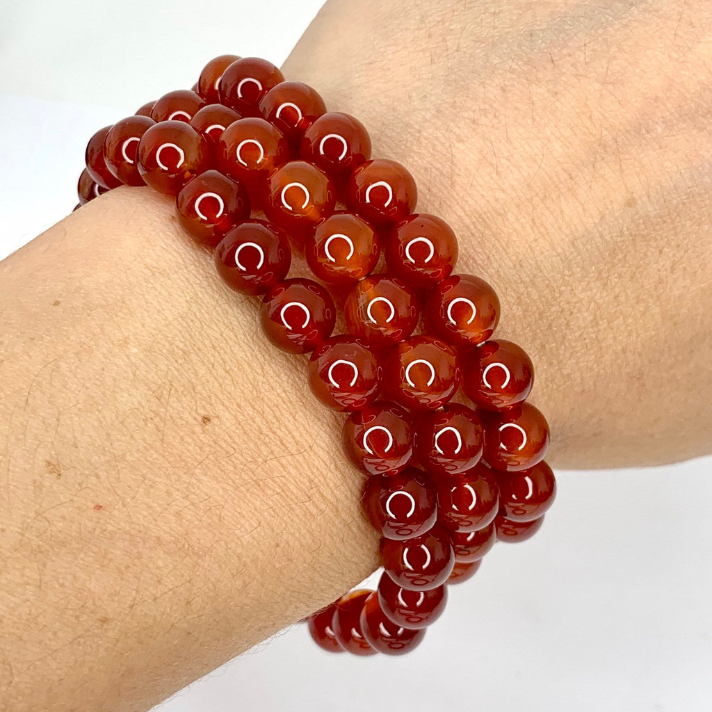 Red Agate Crystal Bracelet: Gemstone Beaded Stretch Bracelet