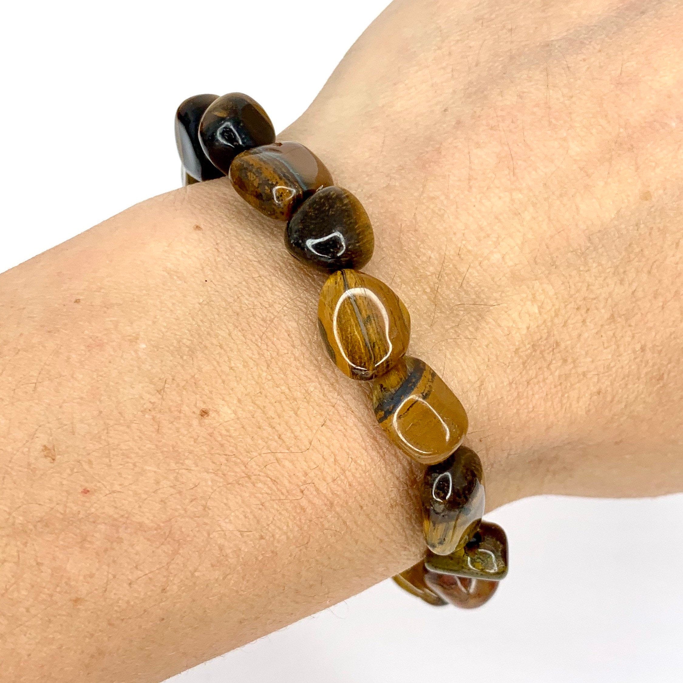 Tiger Eye Crystal Bracelet: Tumbled Gemstone Beads, Strength & Courage