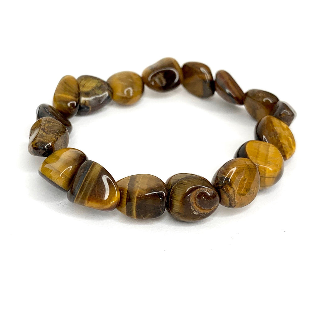 Tiger Eye Crystal Bracelet: Tumbled Gemstone Beads, Strength & Courage