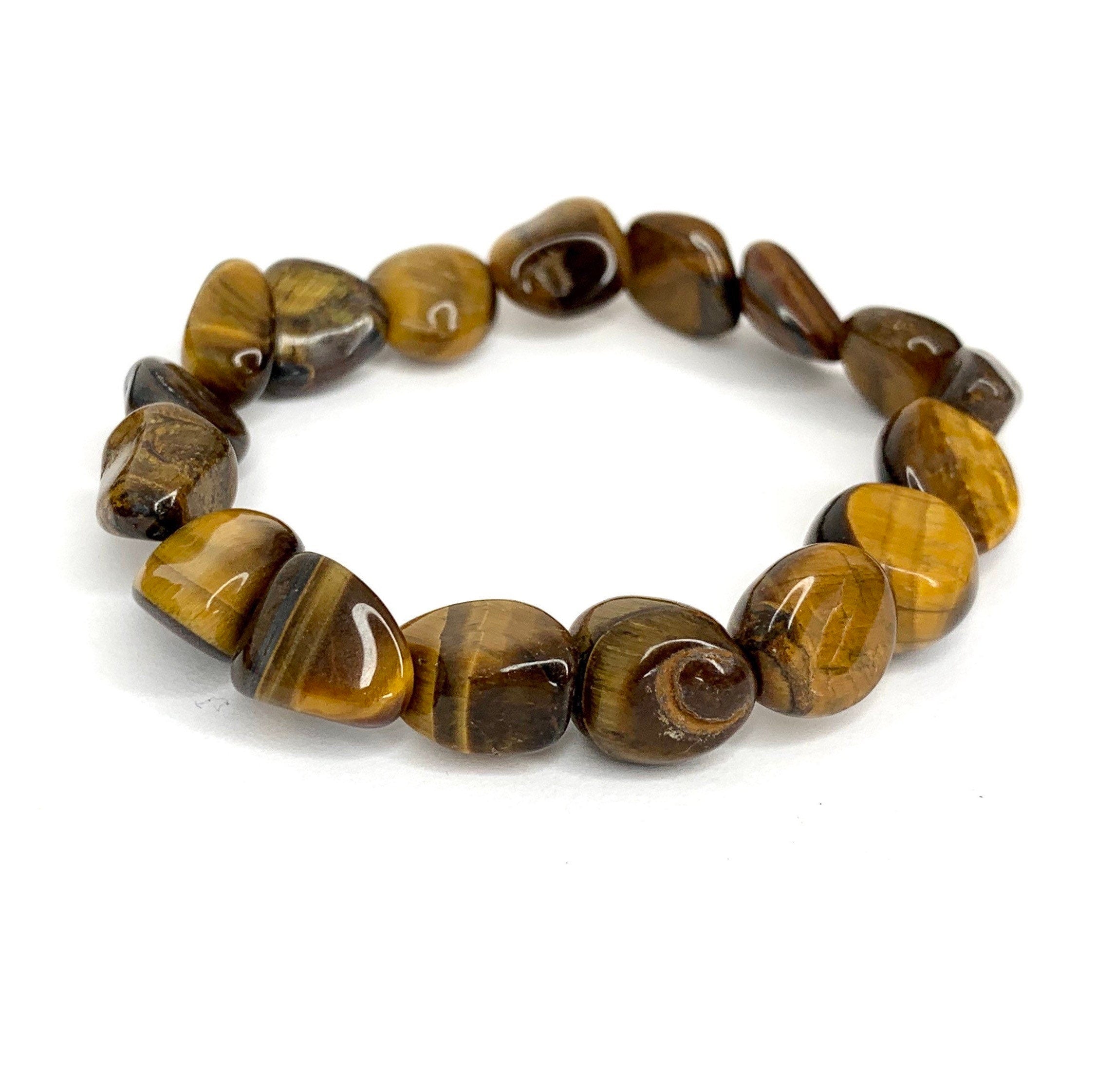 Tiger Eye Crystal Bracelet: Tumbled Gemstone Beads, Strength & Courage