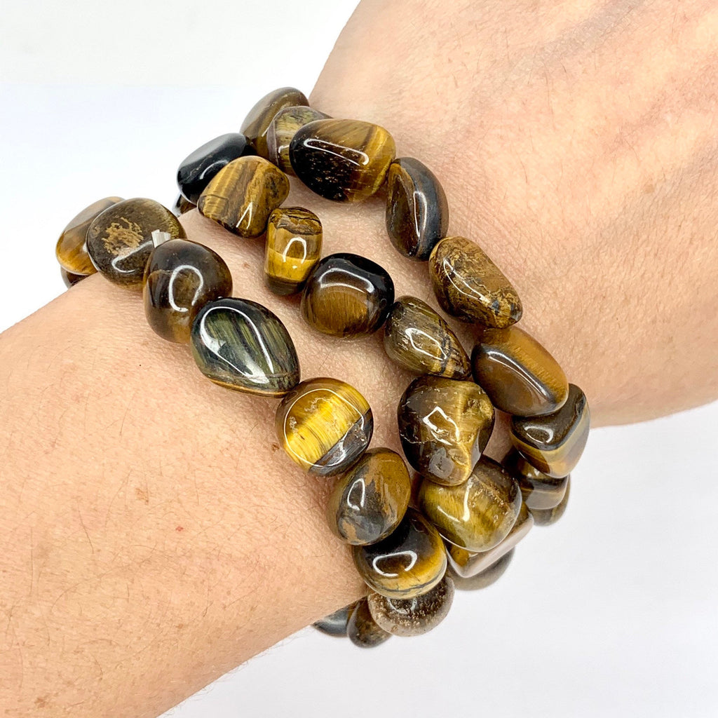 Tiger Eye Crystal Bracelet: Tumbled Gemstone Beads, Strength & Courage