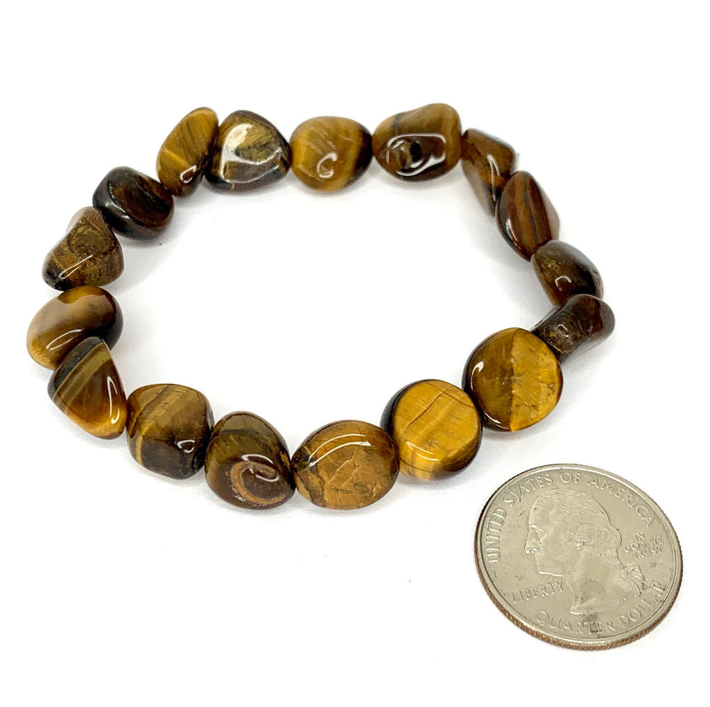 Tiger Eye Crystal Bracelet: Tumbled Gemstone Beads, Strength & Courage