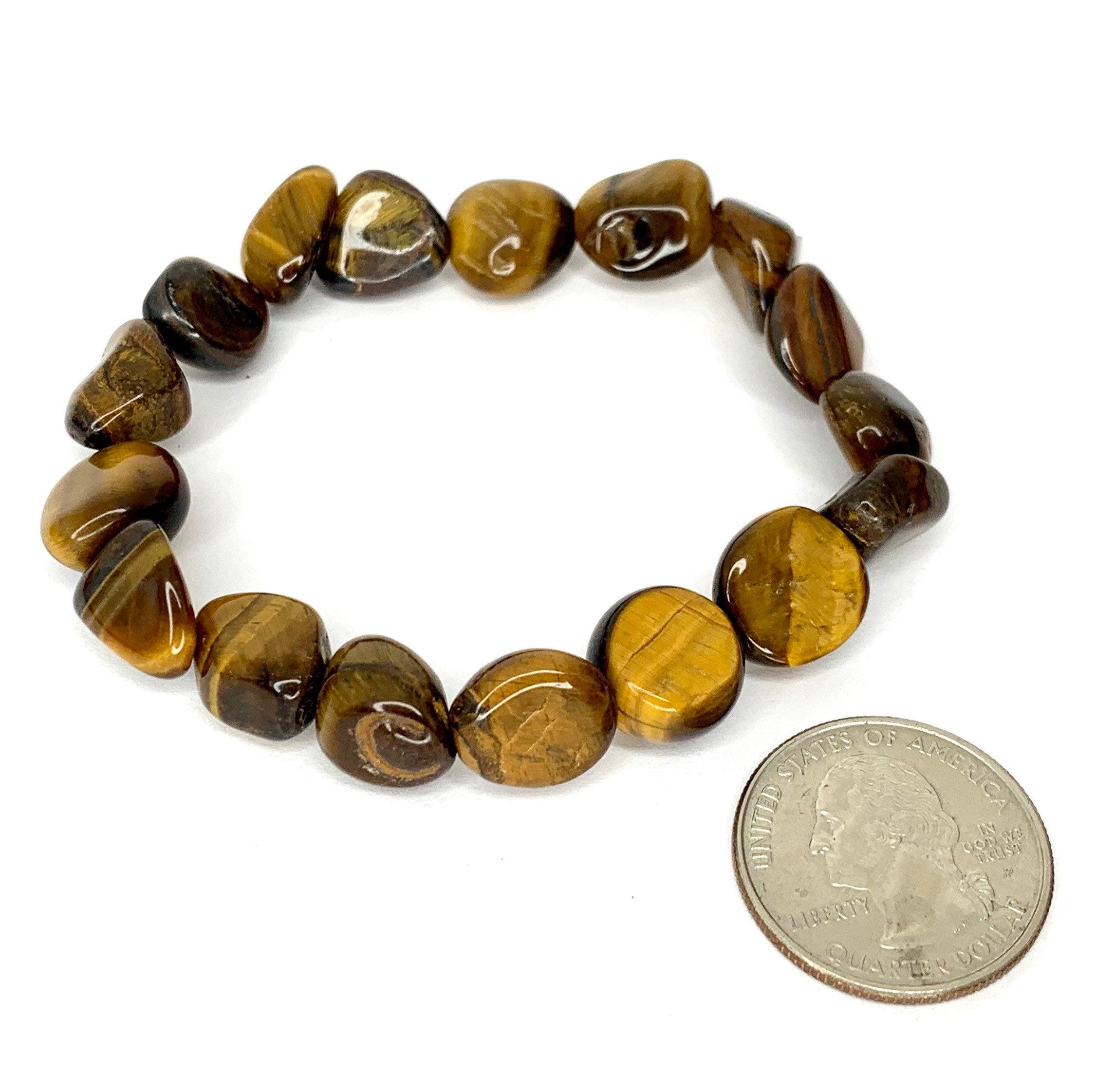 Tiger Eye Crystal Bracelet: Tumbled Gemstone Beads, Strength & Courage