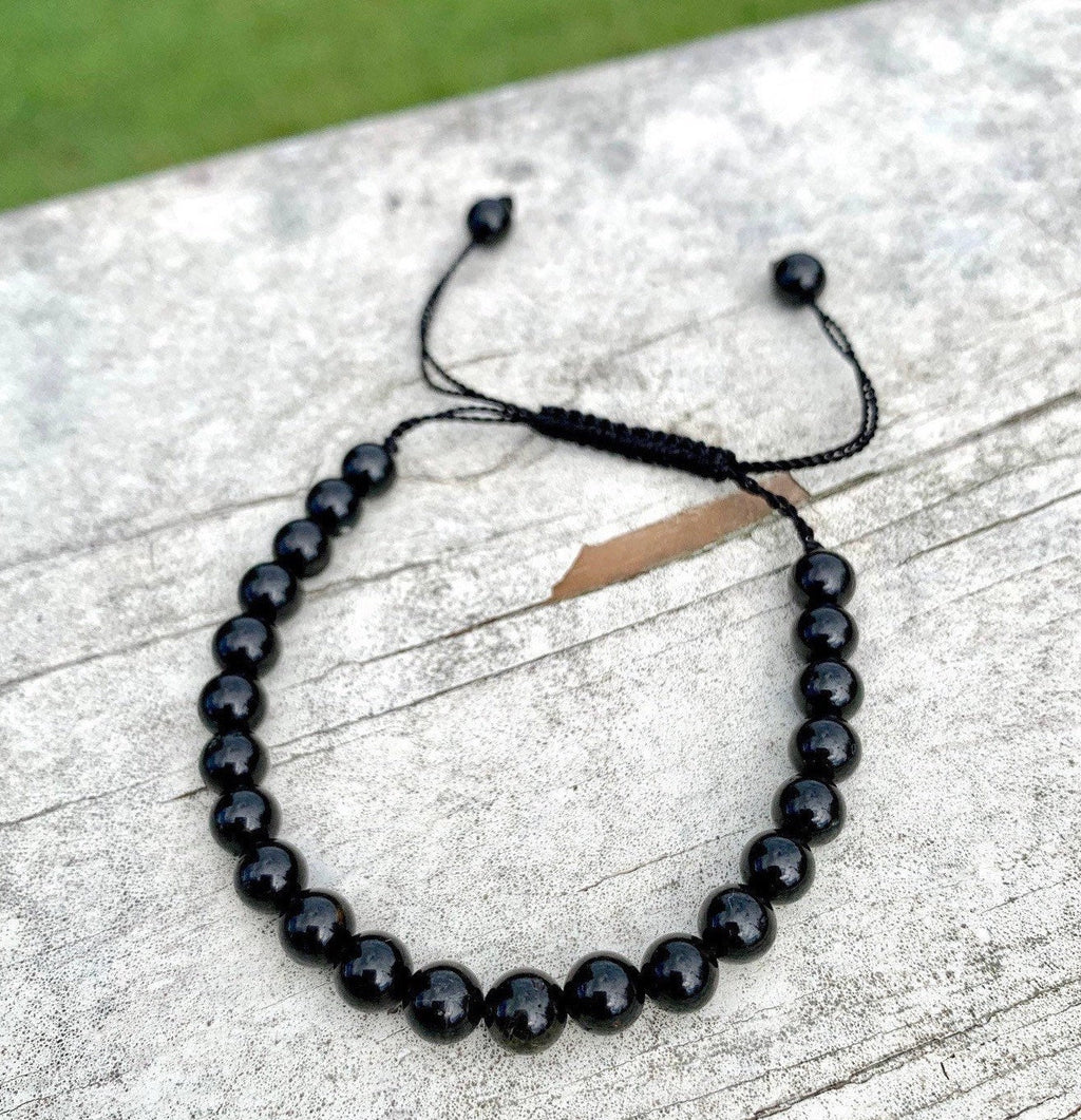 Black Tourmaline Crystal Bracelet: Personalized, 6mm, 8mm and 10mm Beads