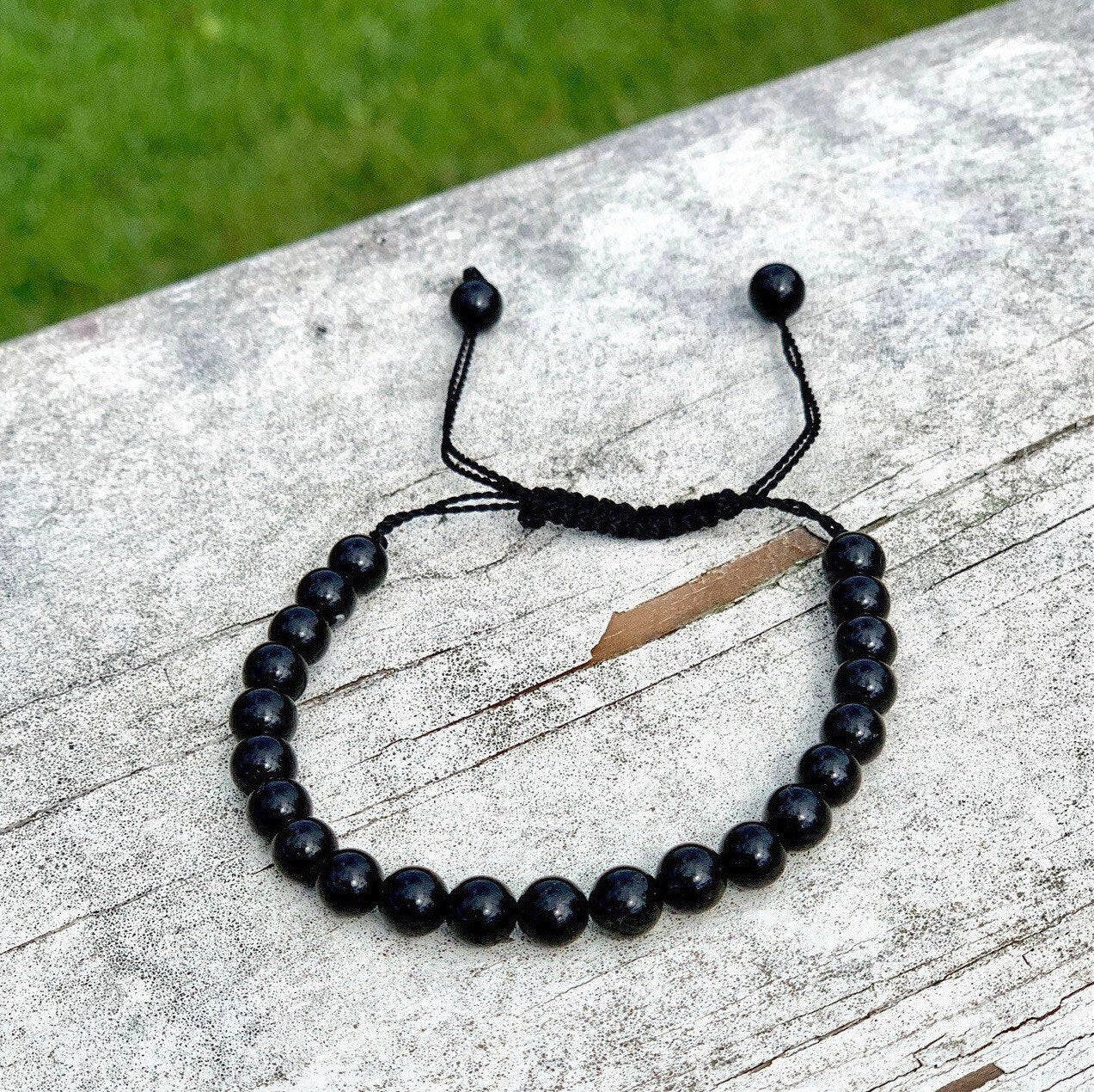 Black Tourmaline Crystal Bracelet: Personalized, 6mm, 8mm and 10mm Beads
