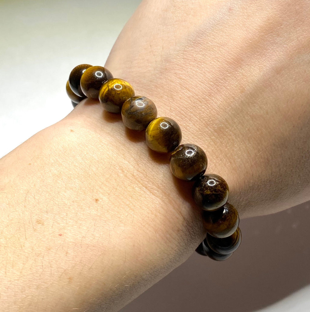 Tigers Eye Crystal Bracelet: Round Gemstone Beaded Bracelet