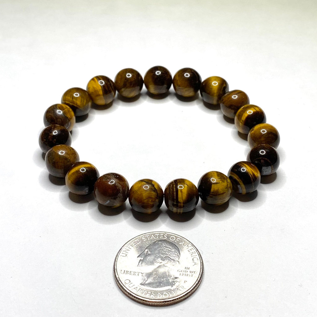 Tigers Eye Crystal Bracelet: Round Gemstone Beaded Bracelet