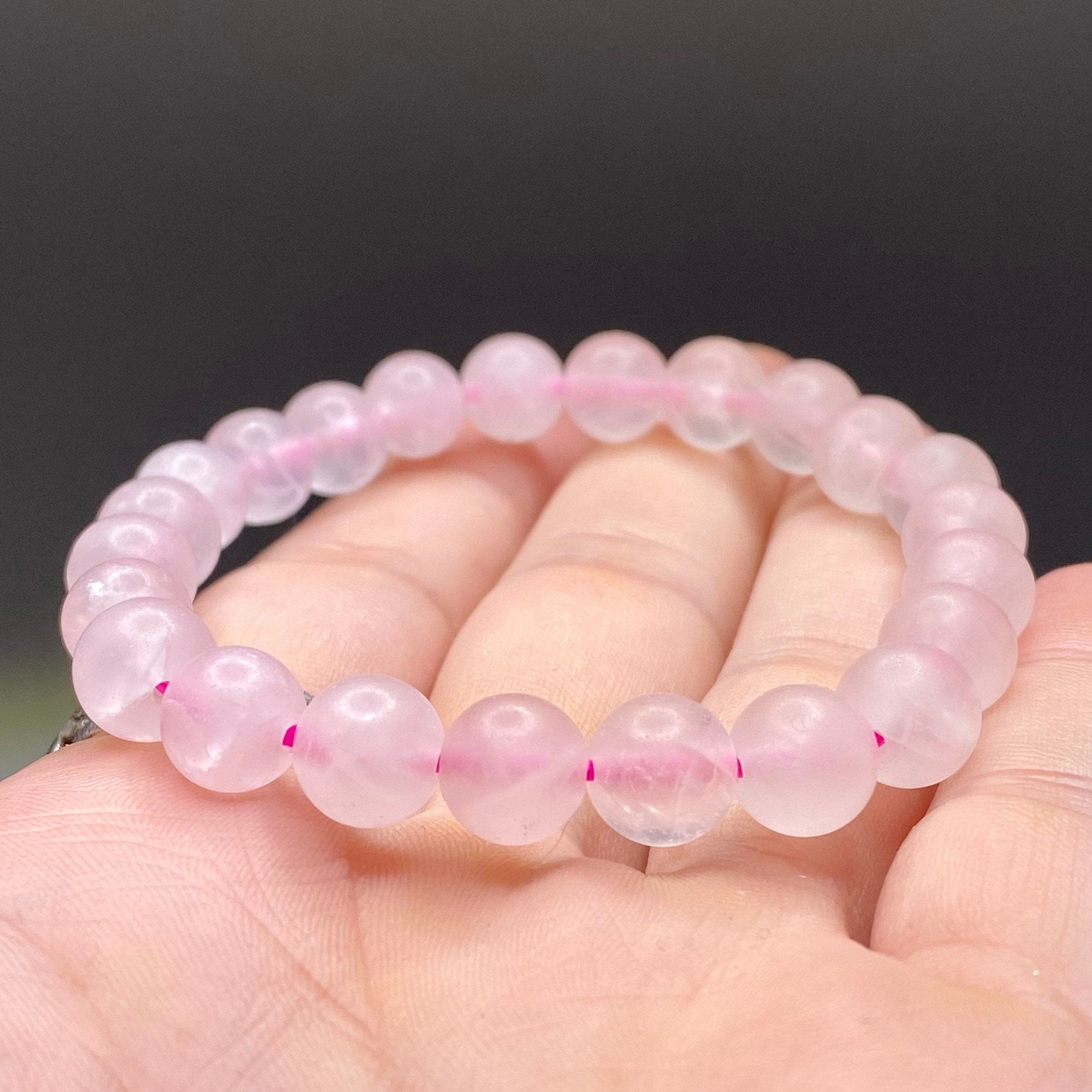 Rose Quartz Bracelet: 8mm Matte Gemstone Beads