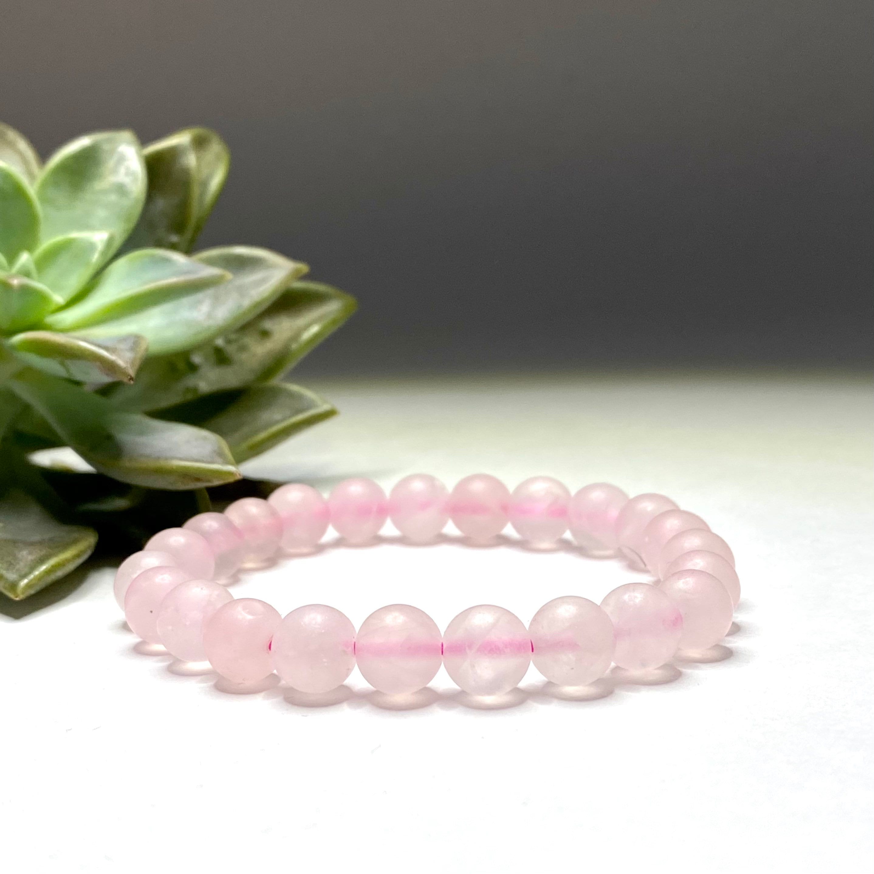 Rose Quartz Bracelet: 8mm Matte Gemstone Beads