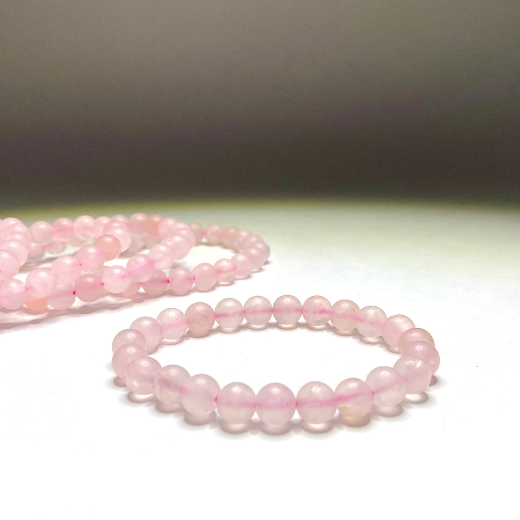 Rose Quartz Bracelet: 8mm Matte Gemstone Beads