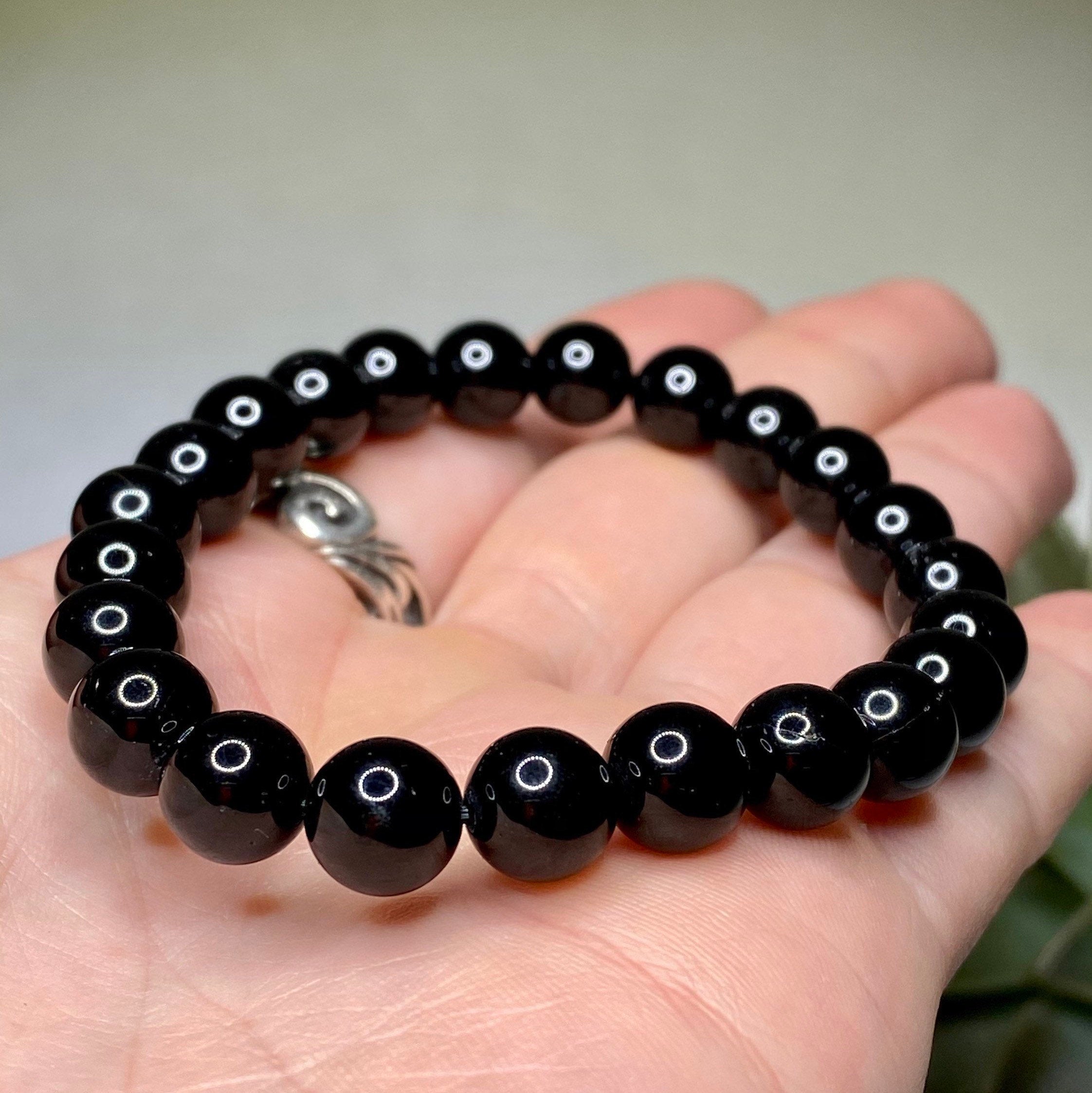 Black Tourmaline Crystal Bracelet - Handmade Gemstone Beaded Bracelet 4mm, 6mm, 8mm