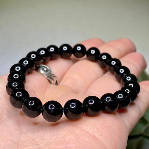 Black Tourmaline Crystal Bracelet - Handmade Gemstone Beaded Bracelet 4mm, 6mm, 8mm