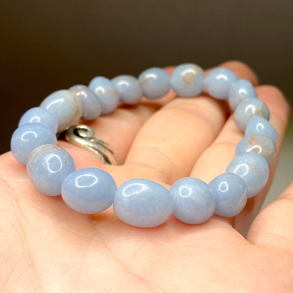 Angelite Crystal Bracelet: 8mm Handmade Tumbled Gemstone Bracelet