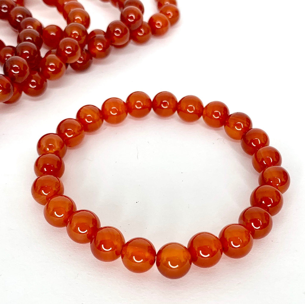 Red Agate Crystal Bracelet: Gemstone Beaded Stretch Bracelet
