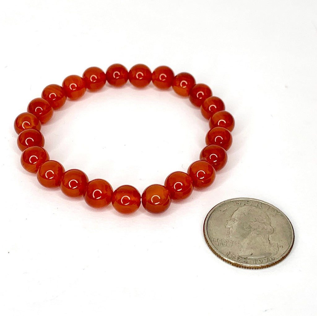 Red Agate Crystal Bracelet: Gemstone Beaded Stretch Bracelet