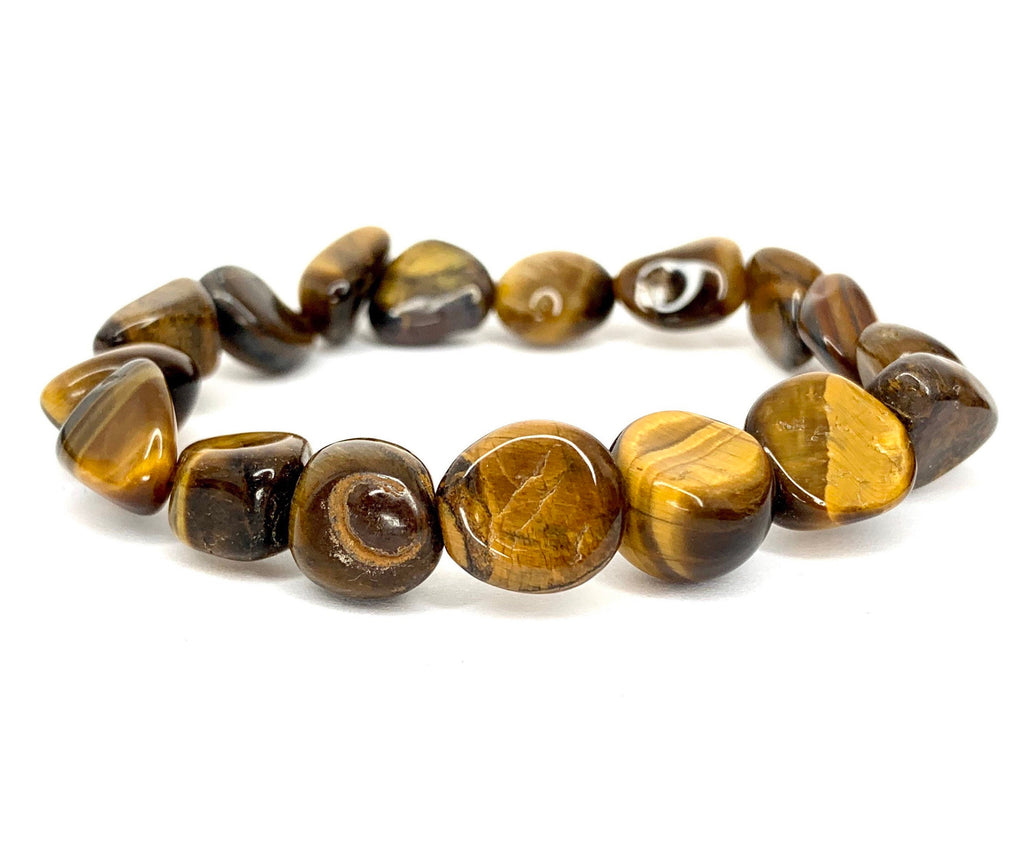 Tiger Eye Crystal Bracelet: Tumbled Gemstone Beads, Strength & Courage
