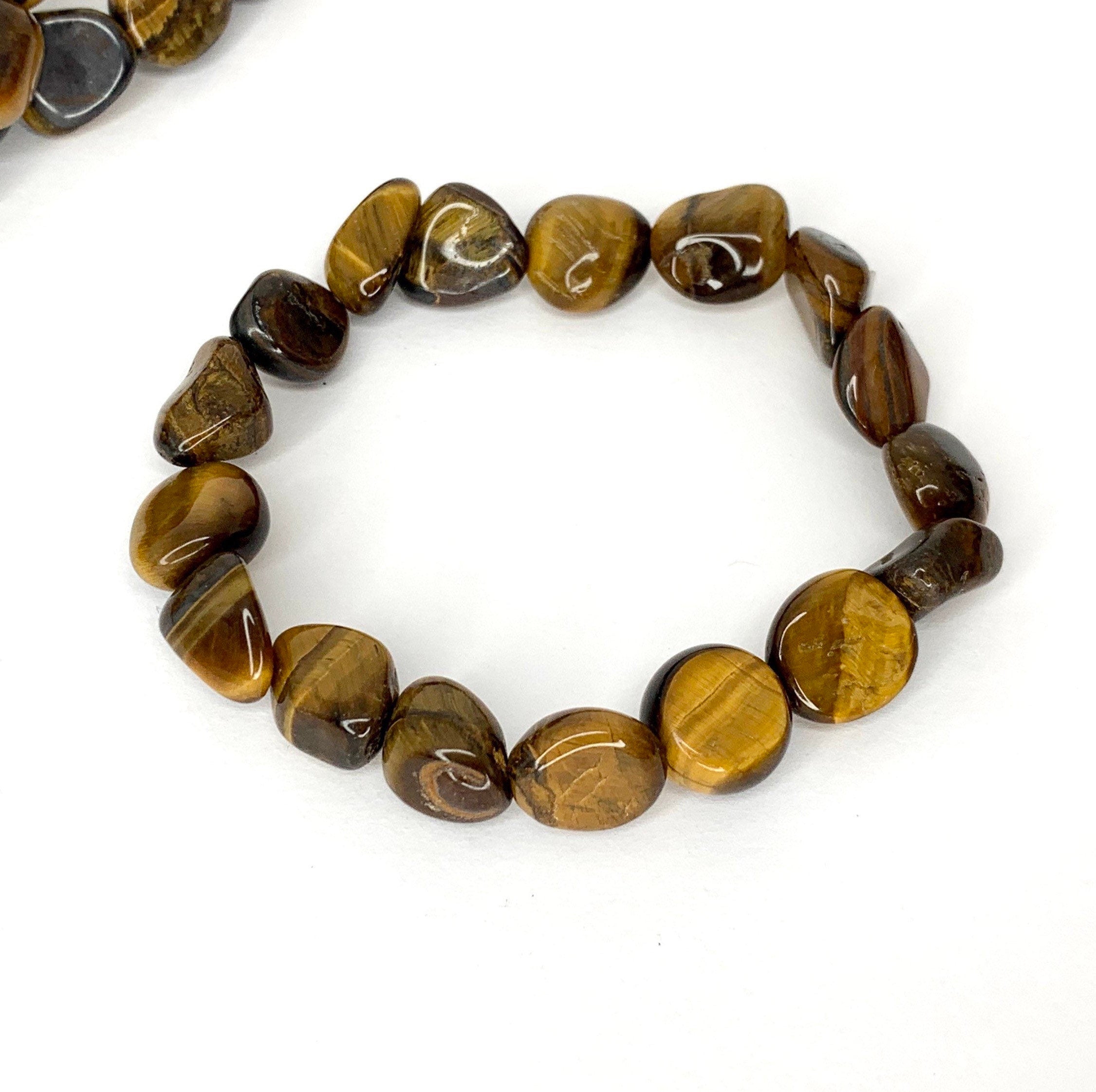 Tiger Eye Crystal Bracelet: Tumbled Gemstone Beads, Strength & Courage