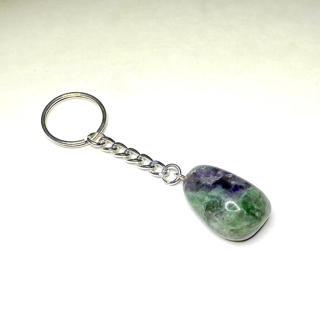 Rainbow Fluorite Crystal Keychain