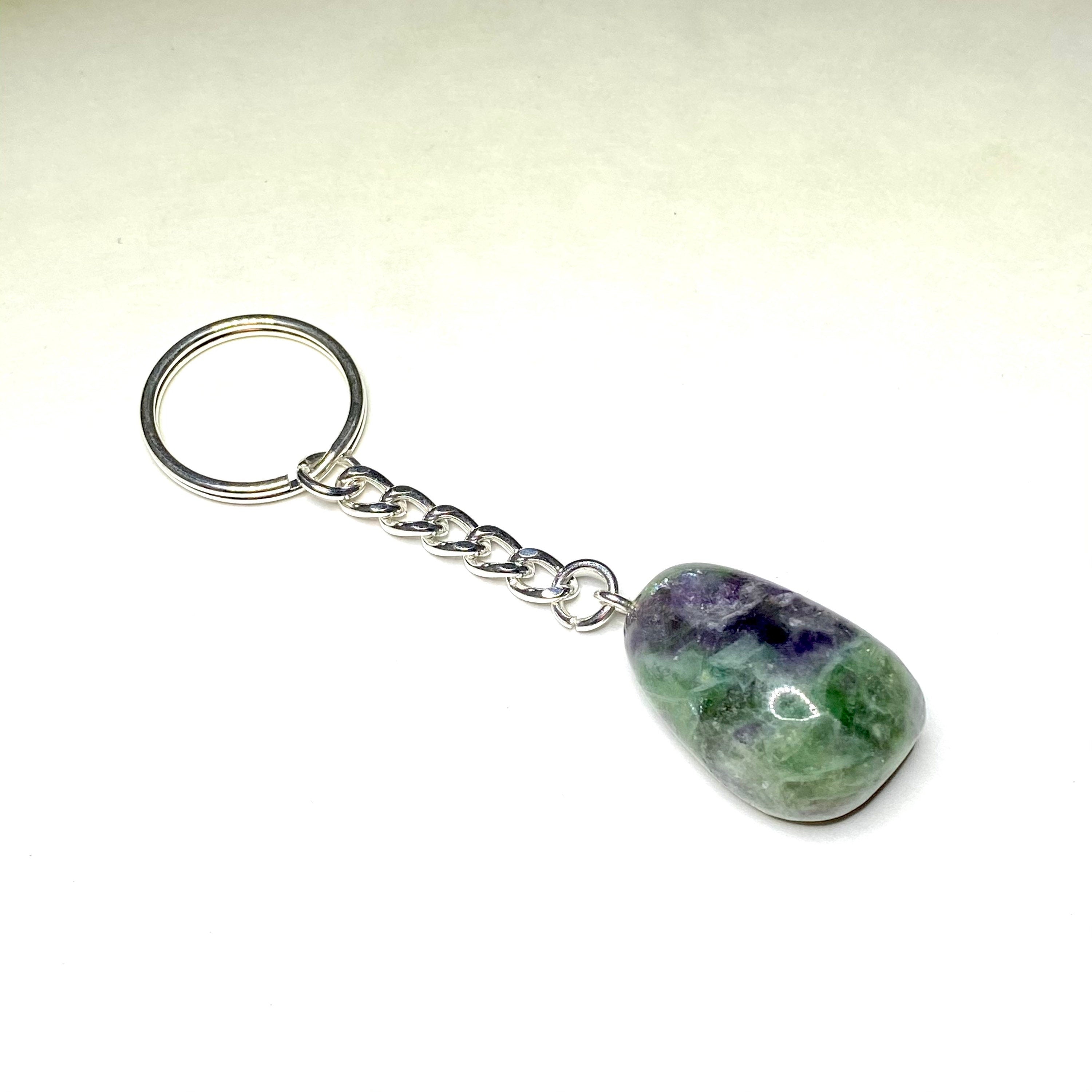 Rainbow Fluorite Crystal Keychain