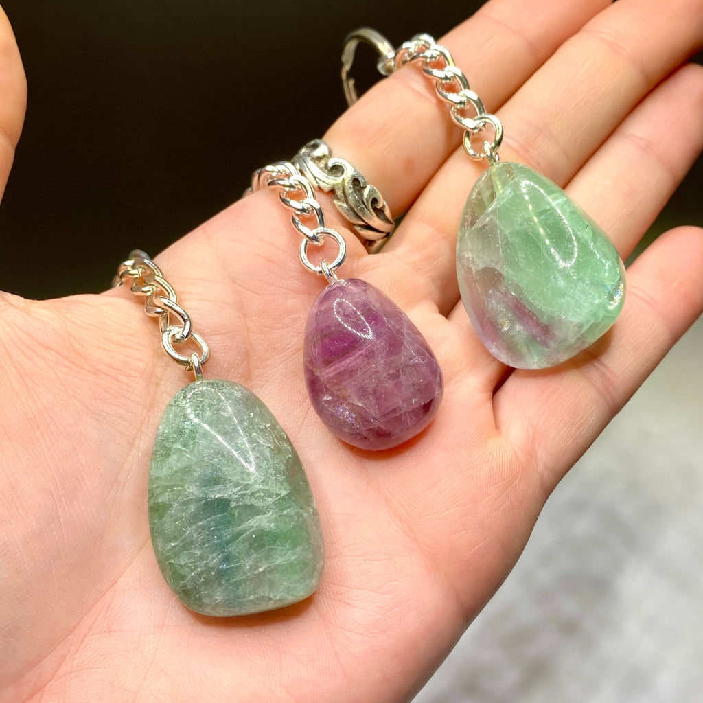 Rainbow Fluorite Crystal Keychain