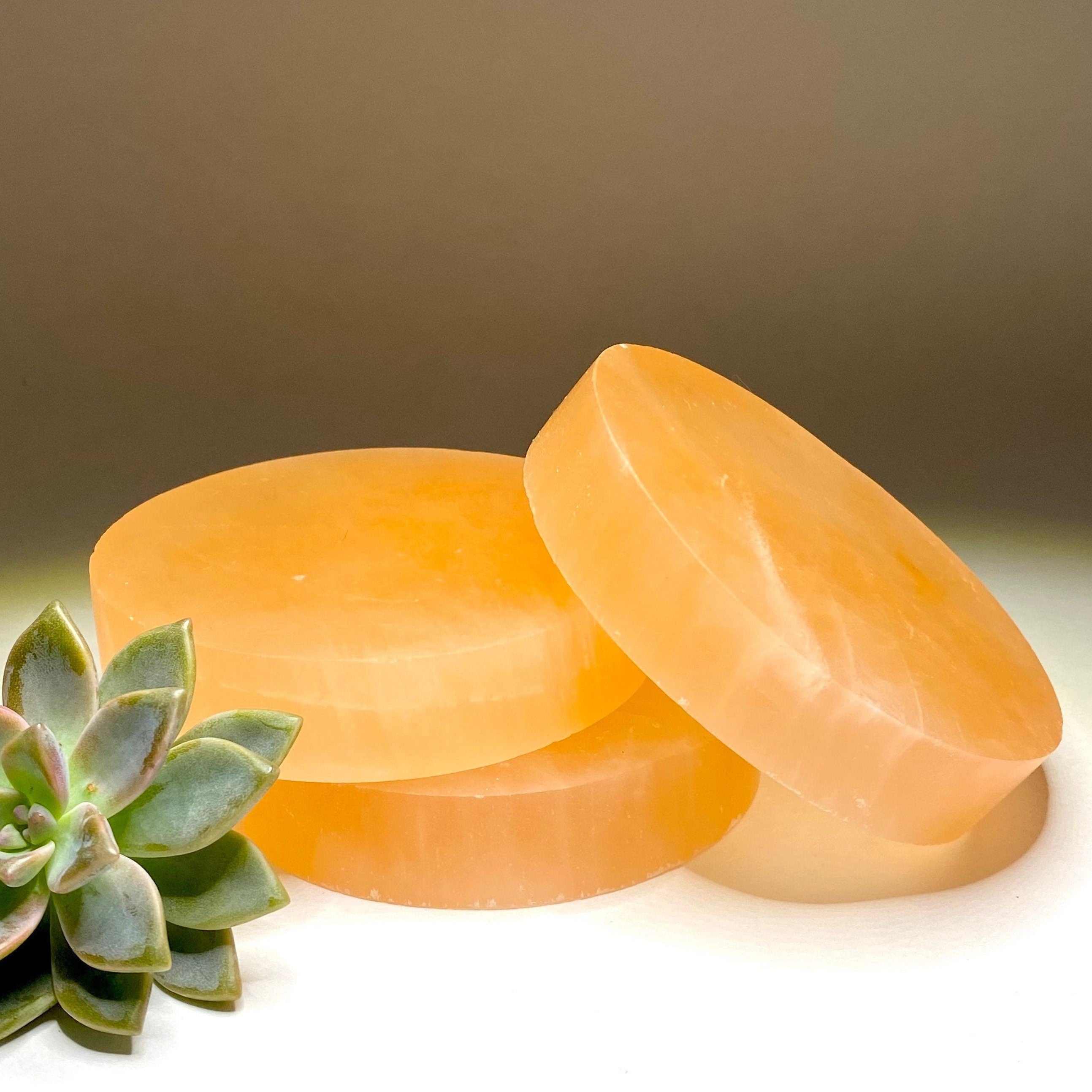 Orange Selenite Charging Plate: Crystal Healing Station