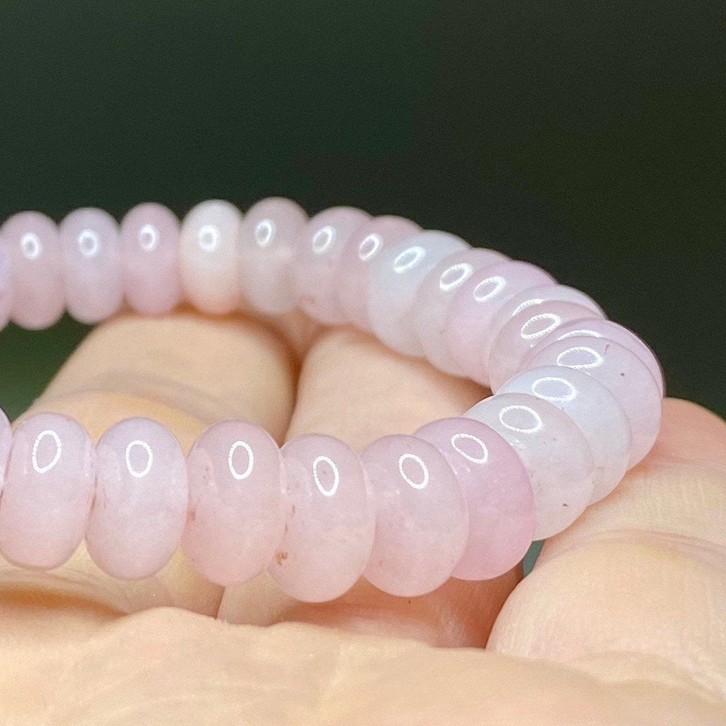Rose Quartz Rondelle Bracelet: 6mm Gemstone Crystal Beaded Stretch Bracelet