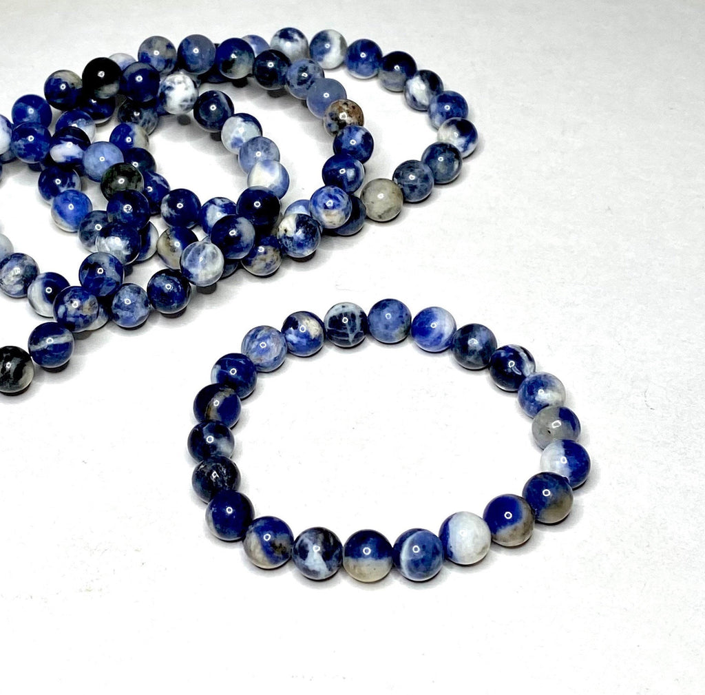 Sodalite Crystal Beaded Bracelet - 4mm, 6mm, 8mm, 10mm Options