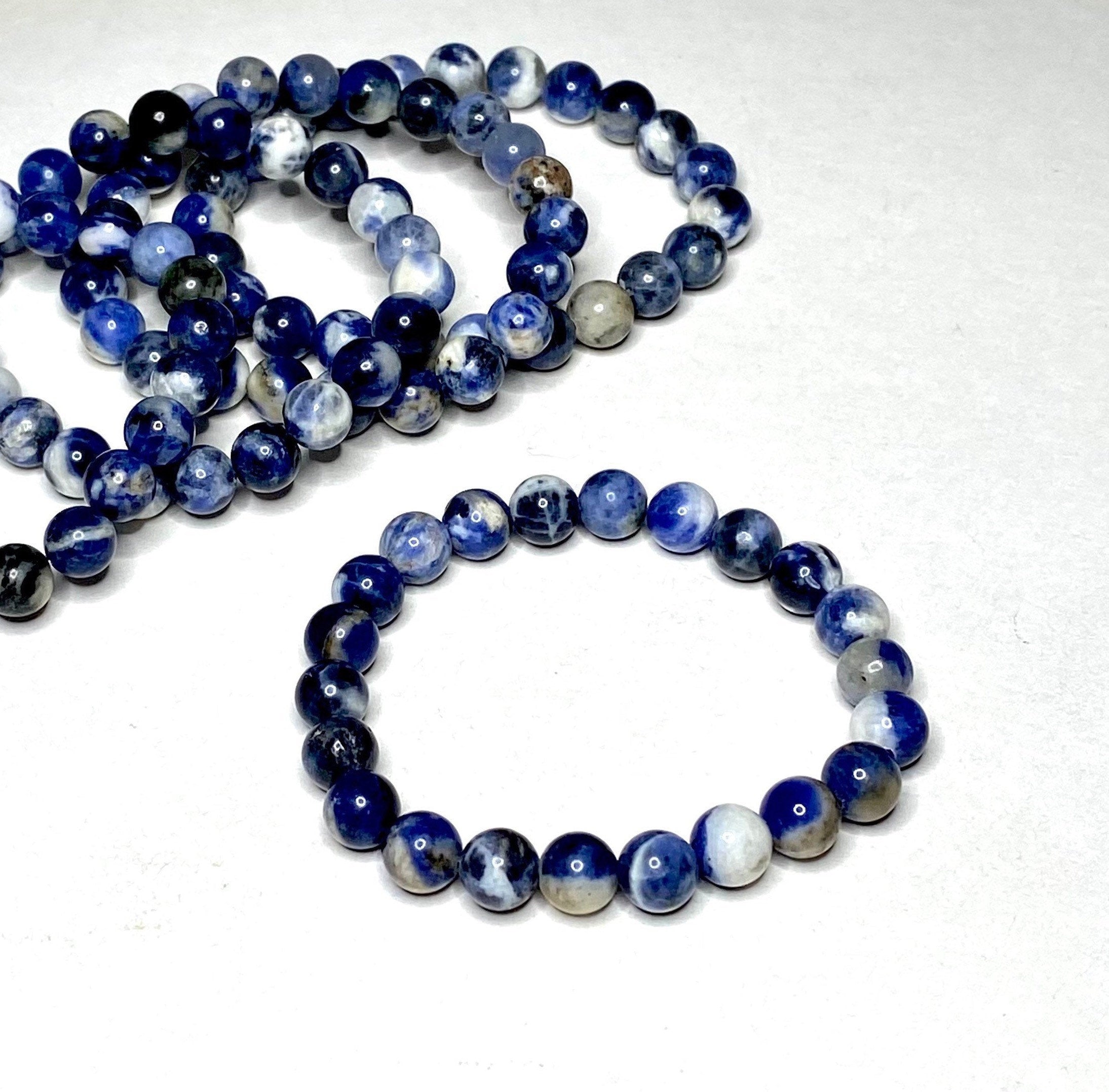 Sodalite Crystal Beaded Bracelet - 4mm, 6mm, 8mm, 10mm Options