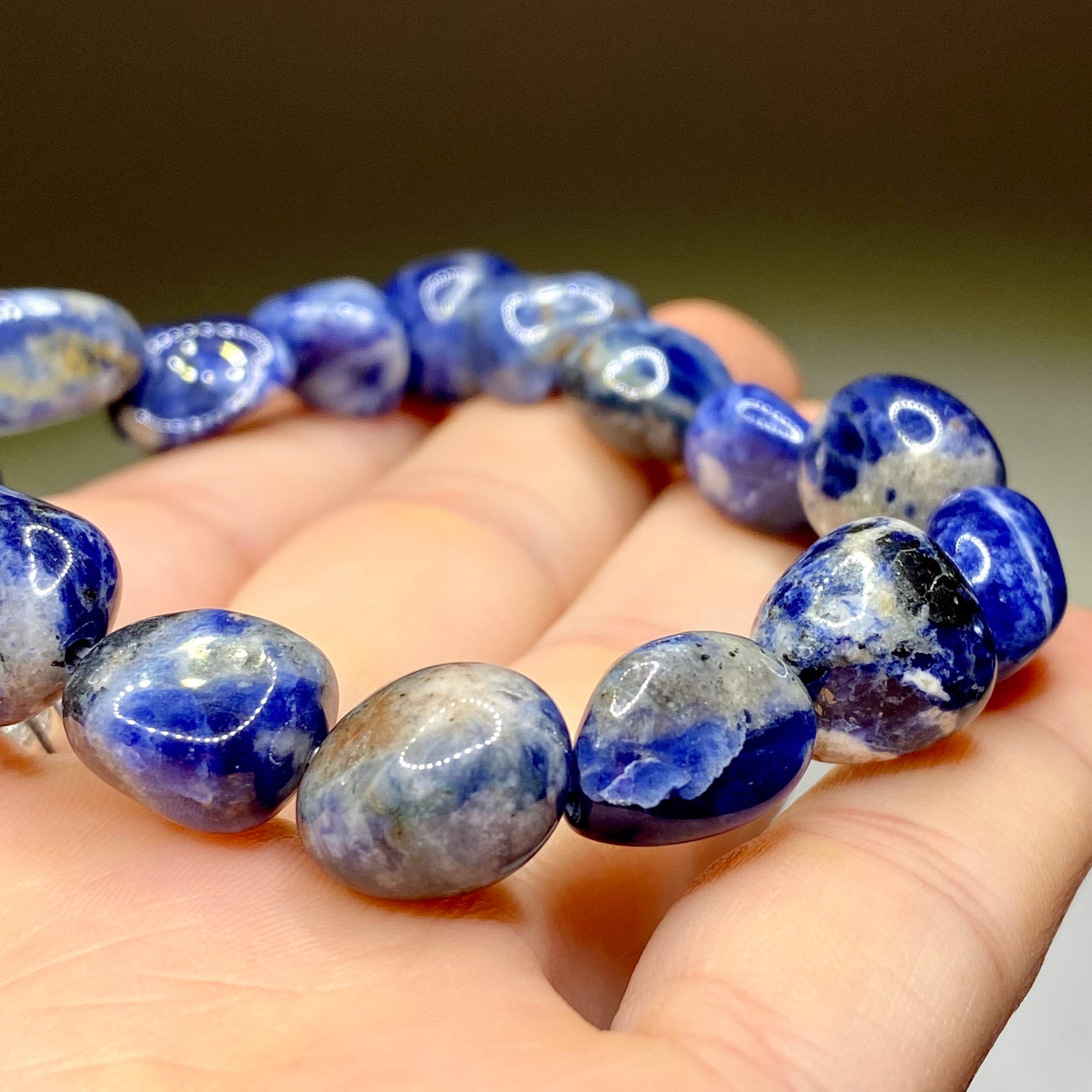 Sodalite Tumble Stone Bracelet: 8mm Gemstone Beaded Stretch Bracelet