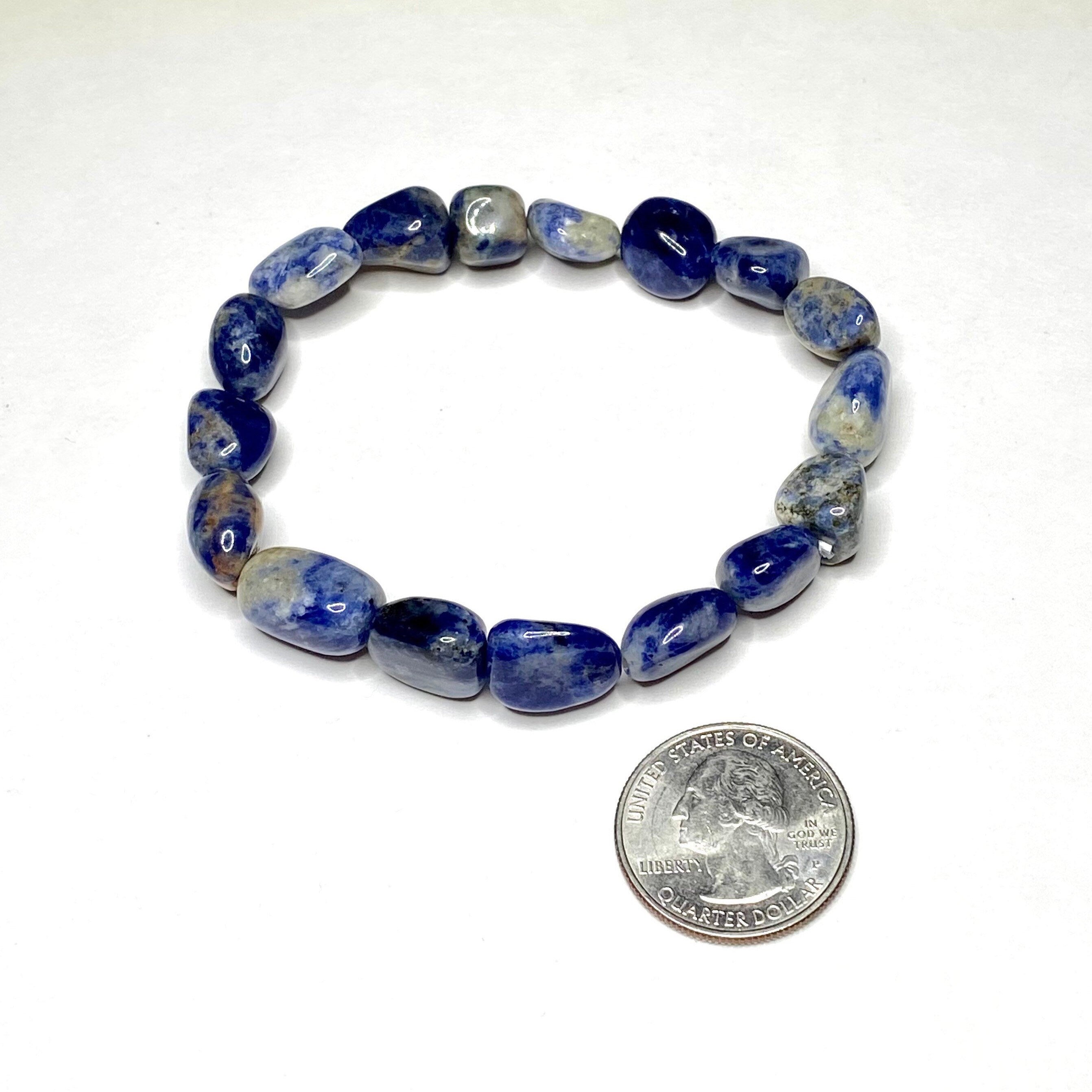 Sodalite Tumble Stone Bracelet: 8mm Gemstone Beaded Stretch Bracelet