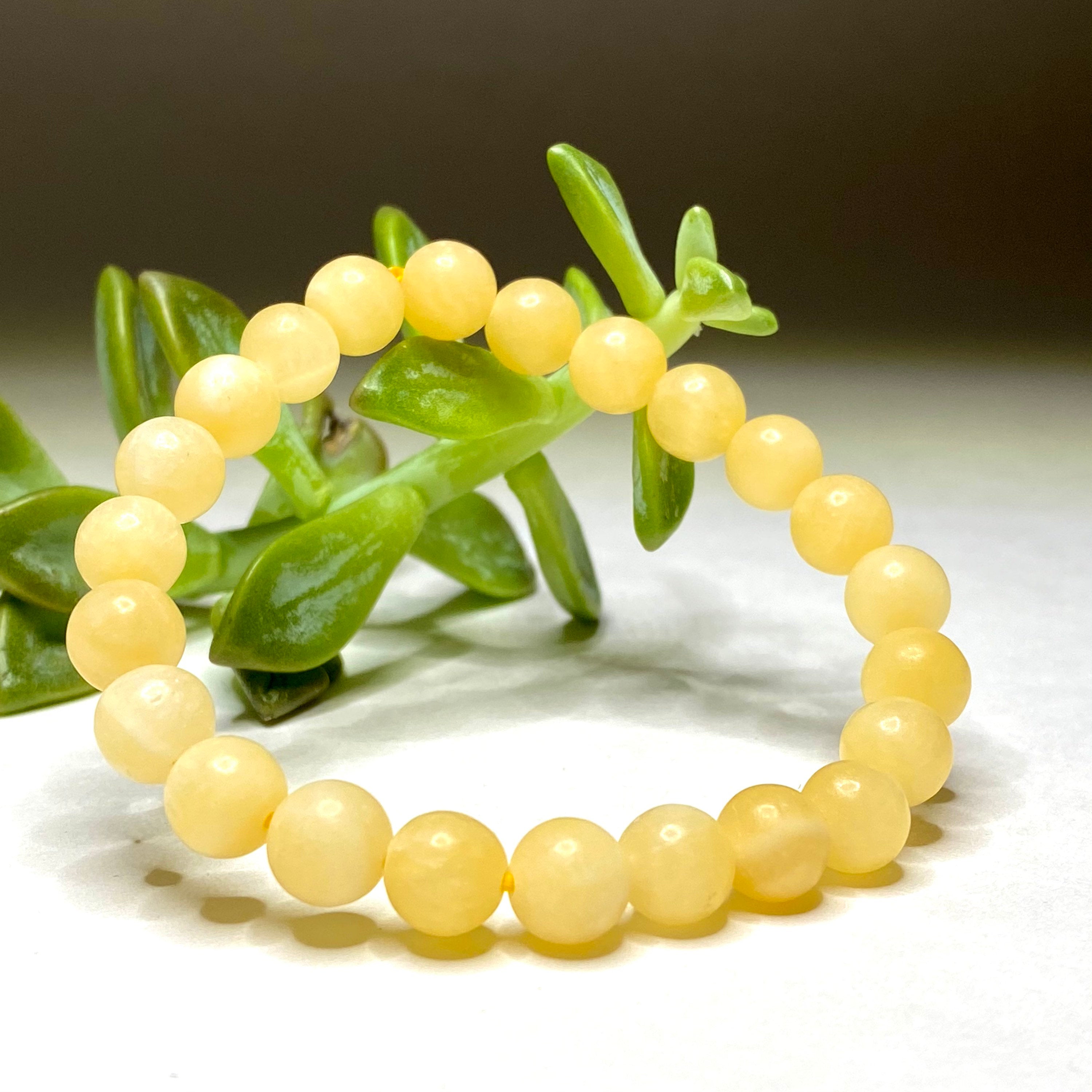 Orange Calcite Crystal Bracelet: Handmade Gemstone Beaded Bracelet