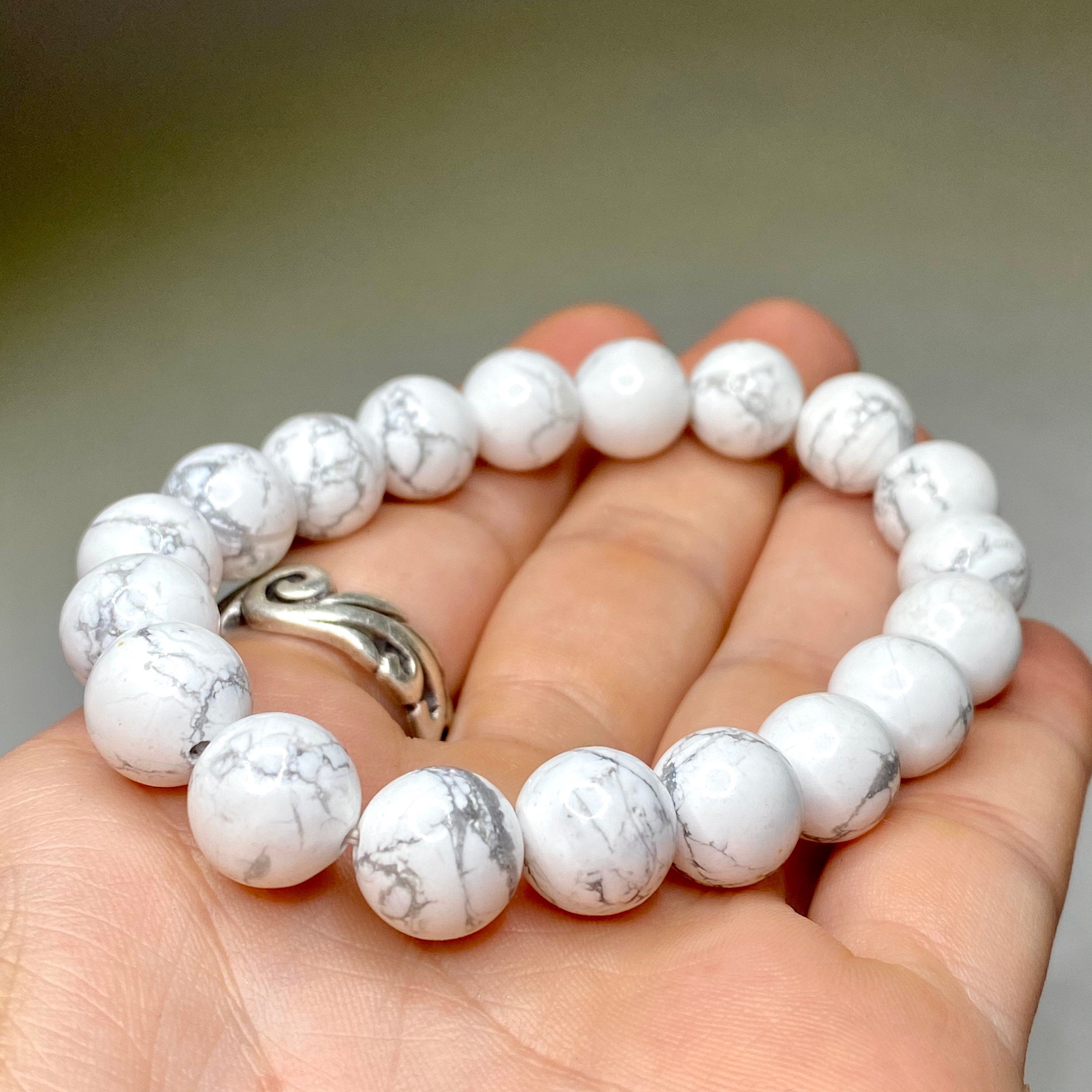 Howlite Crystal Bracelet, Handmade Gemstone Beaded Bracelet