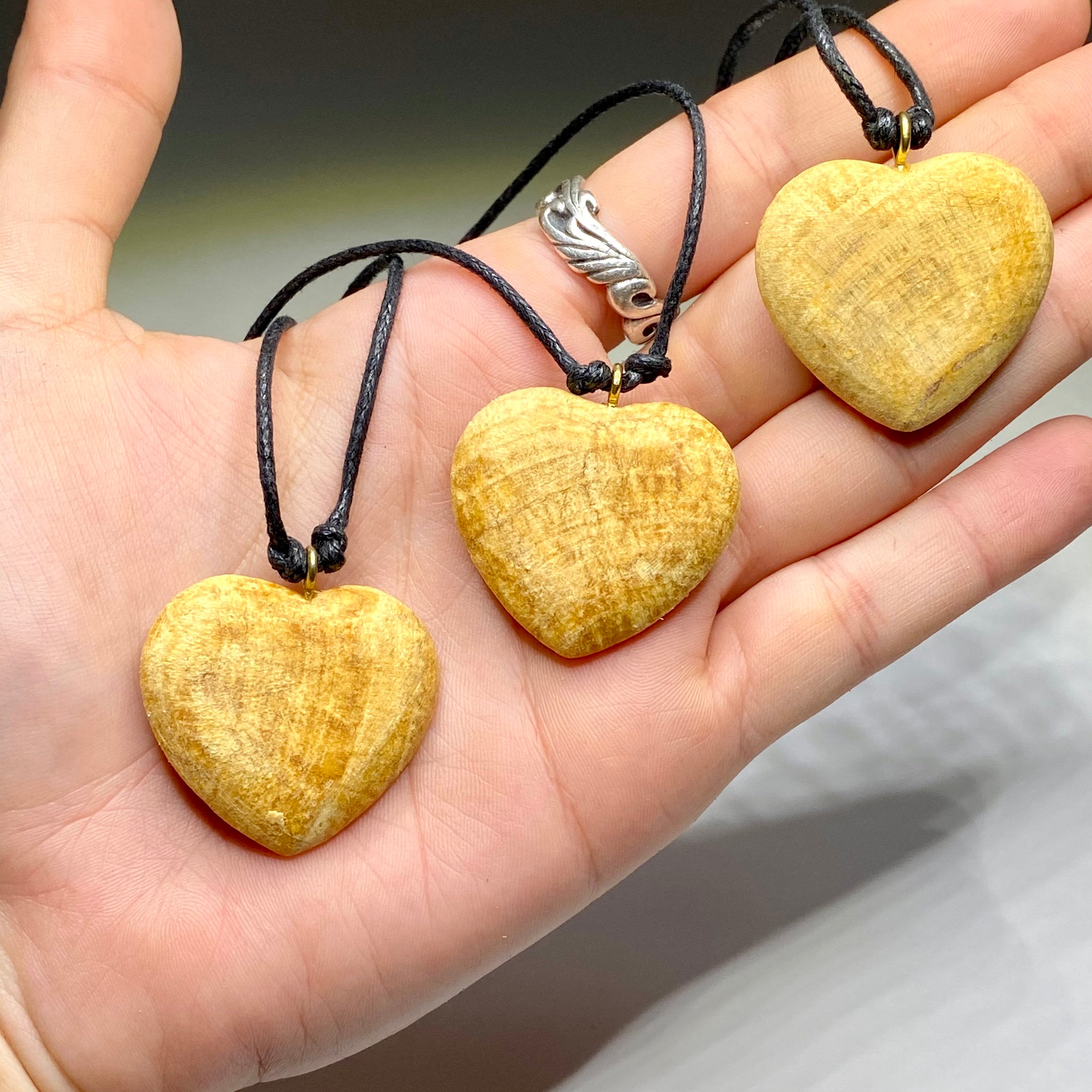 Palo Santo Cord Necklace, Heart Shaped Wooden Pendant