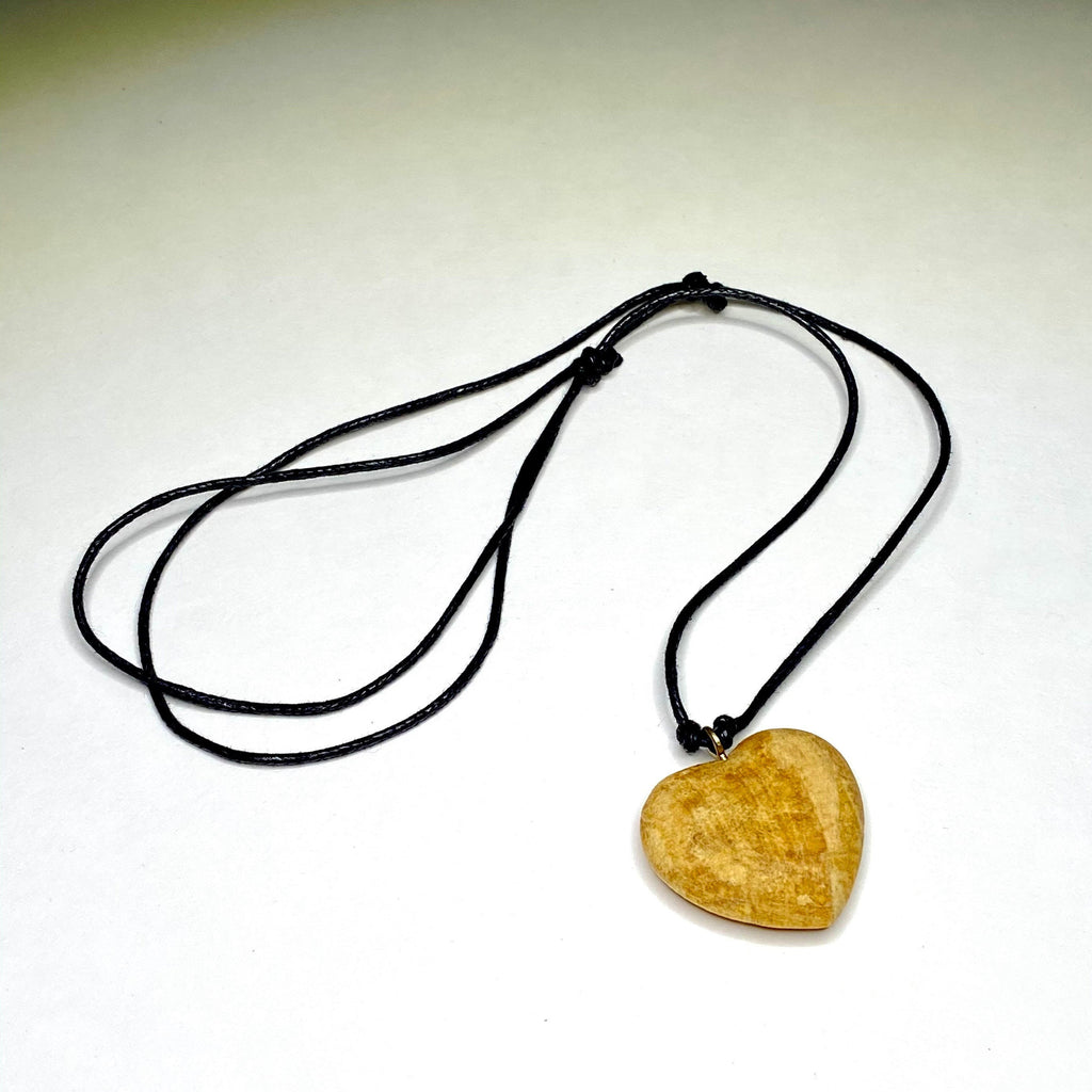 Palo Santo Cord Necklace, Heart Shaped Wooden Pendant