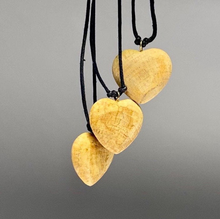 Palo Santo Cord Necklace, Heart Shaped Wooden Pendant