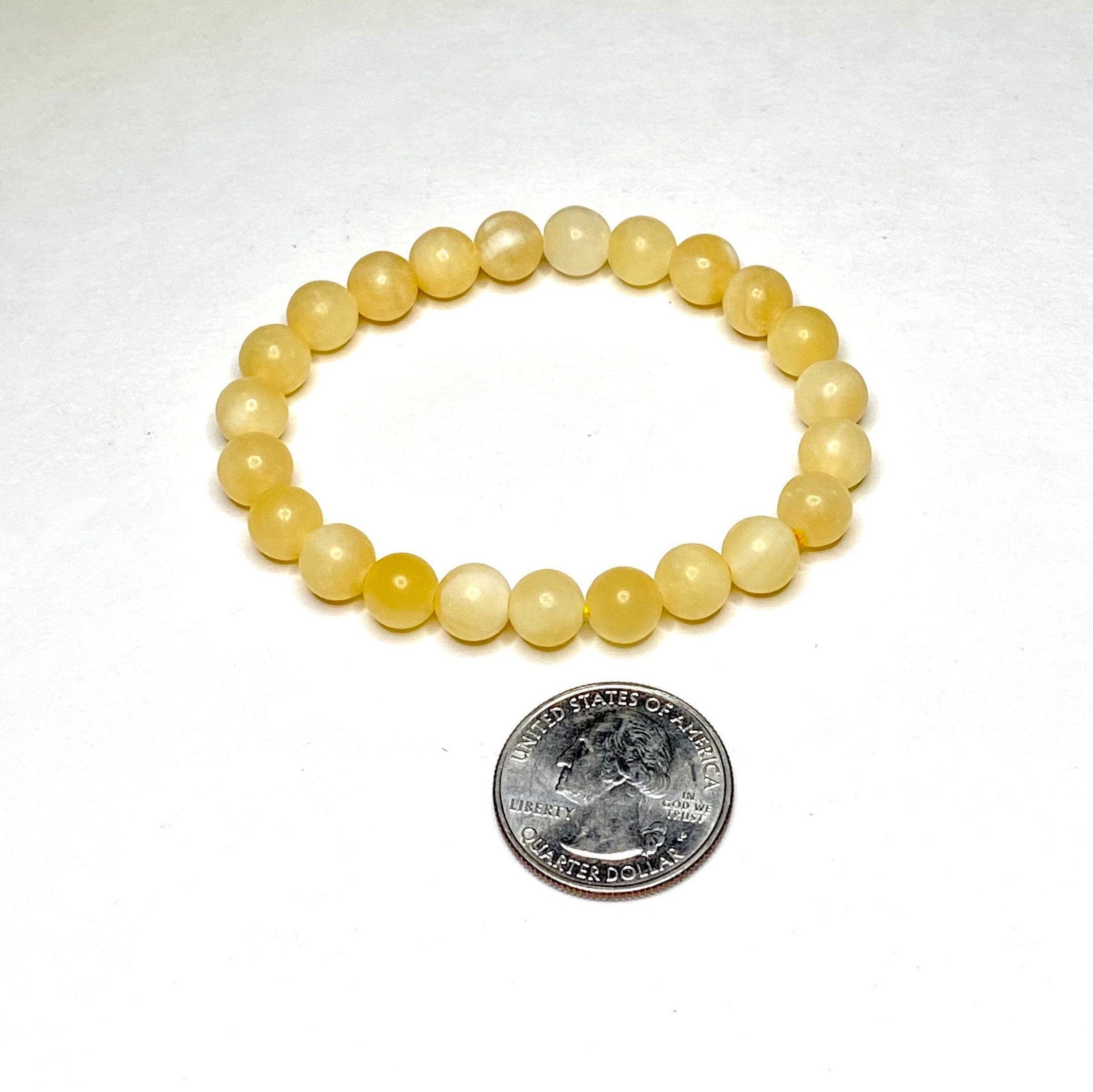 Orange Calcite Crystal Bracelet: Handmade Gemstone Beaded Bracelet