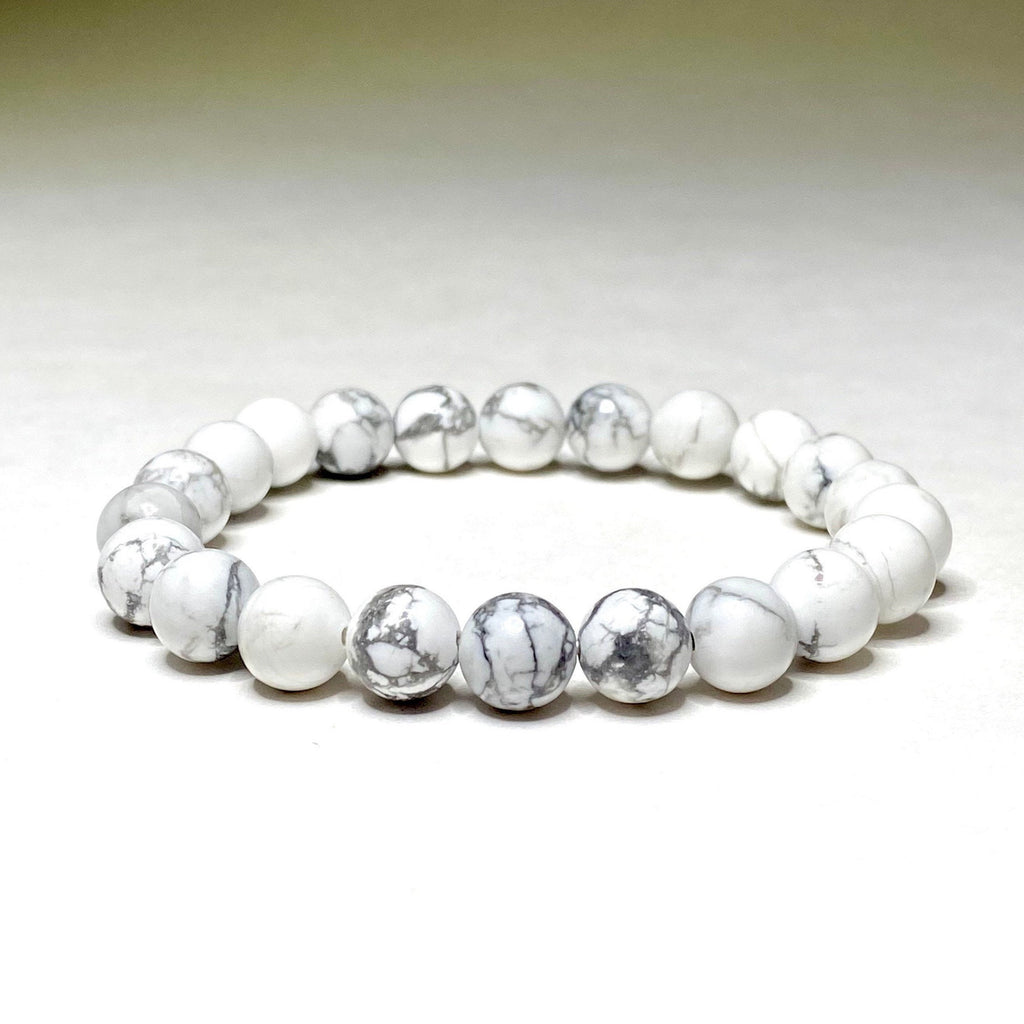 Howlite Crystal Bracelet, Handmade Gemstone Beaded Bracelet