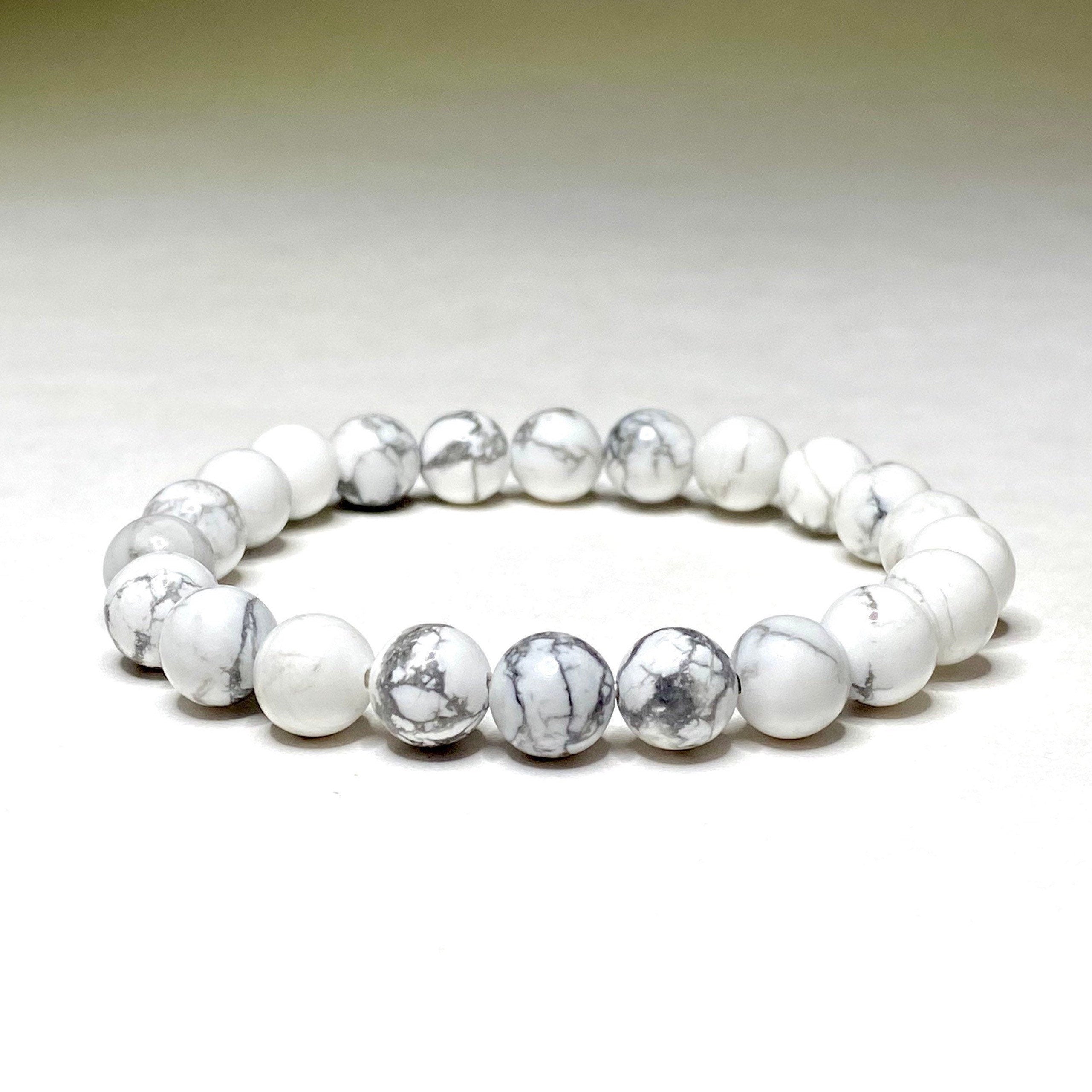 Howlite Crystal Bracelet, Handmade Gemstone Beaded Bracelet