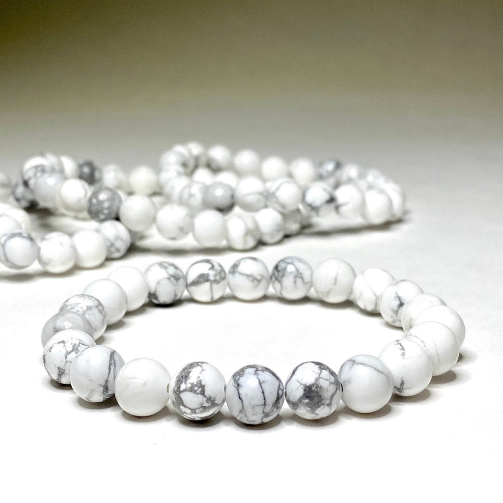Howlite Crystal Bracelet, Handmade Gemstone Beaded Bracelet