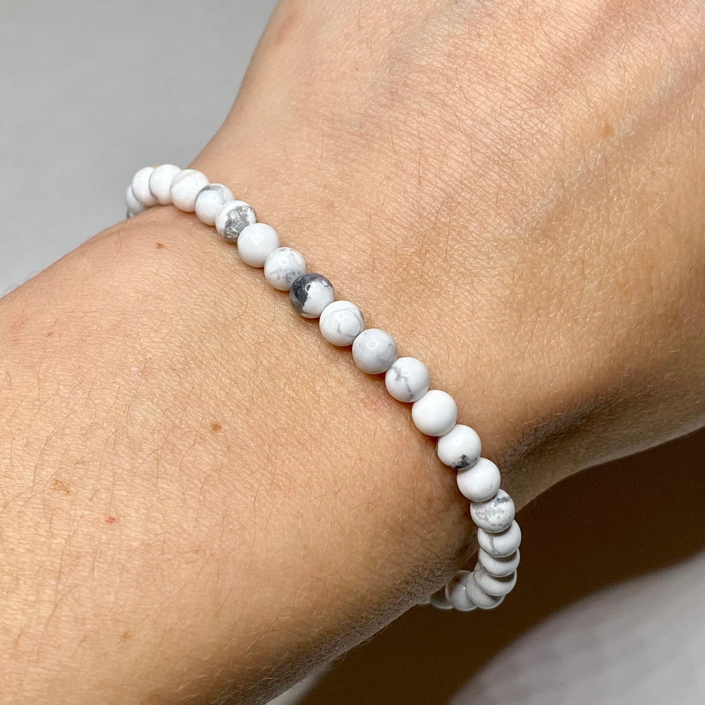 Howlite Crystal Bracelet, Handmade Gemstone Beaded Bracelet