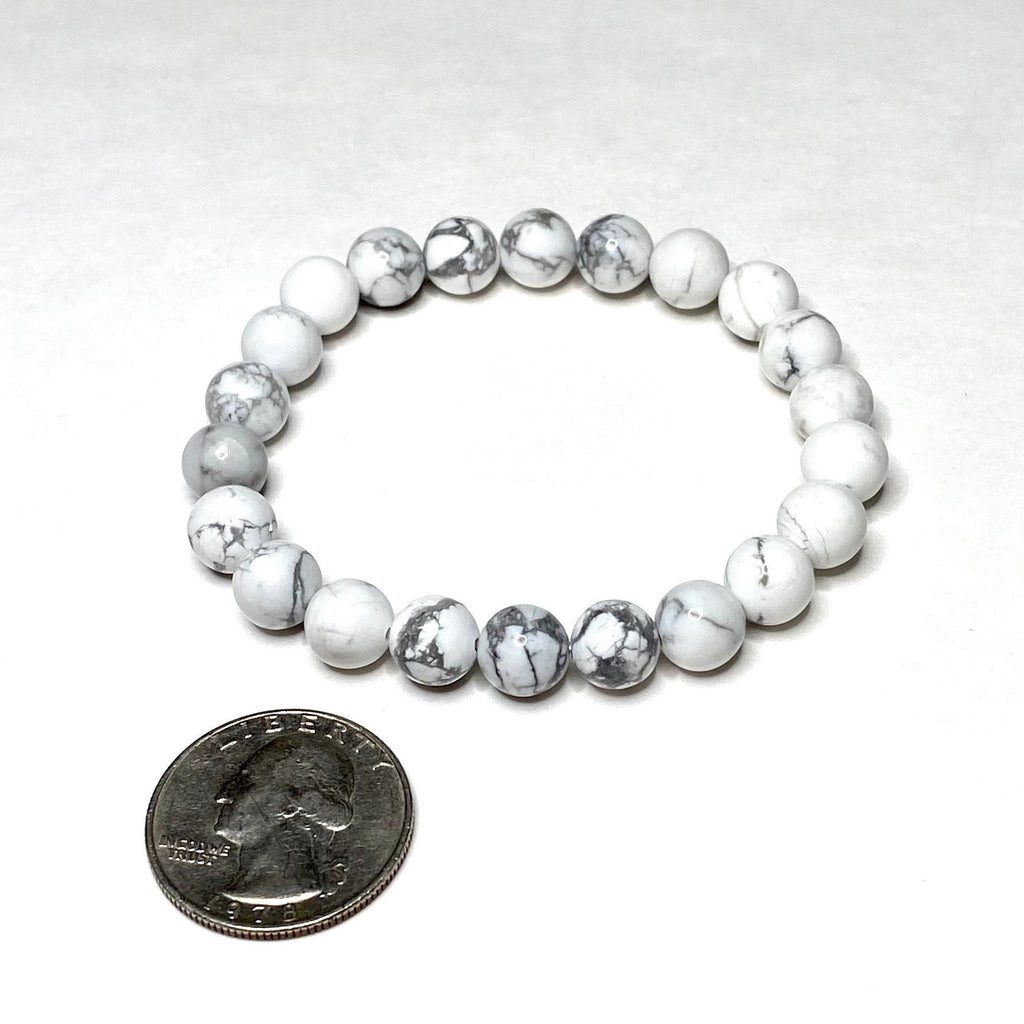 Howlite Crystal Bracelet, Handmade Gemstone Beaded Bracelet
