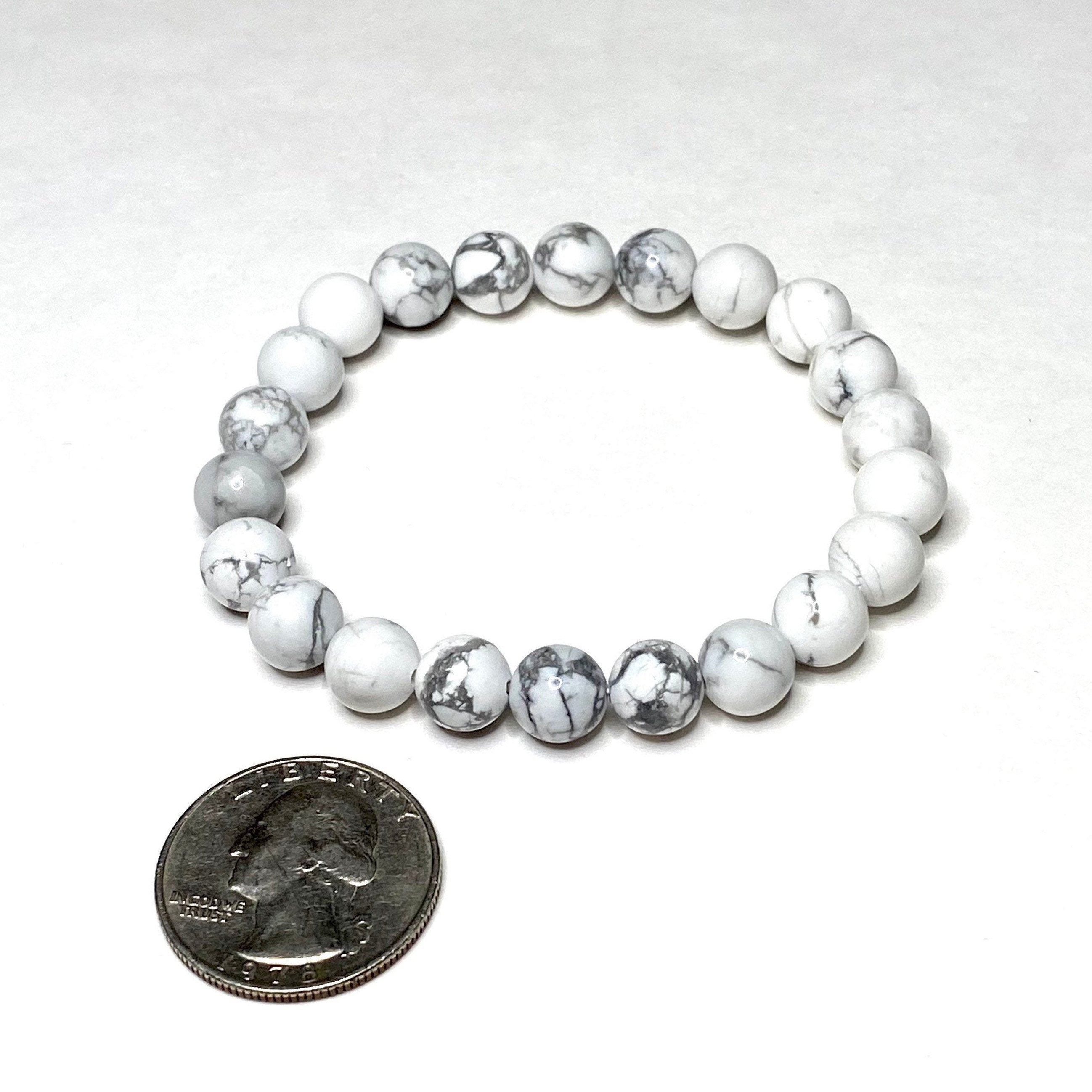 Howlite Crystal Bracelet, Handmade Gemstone Beaded Bracelet