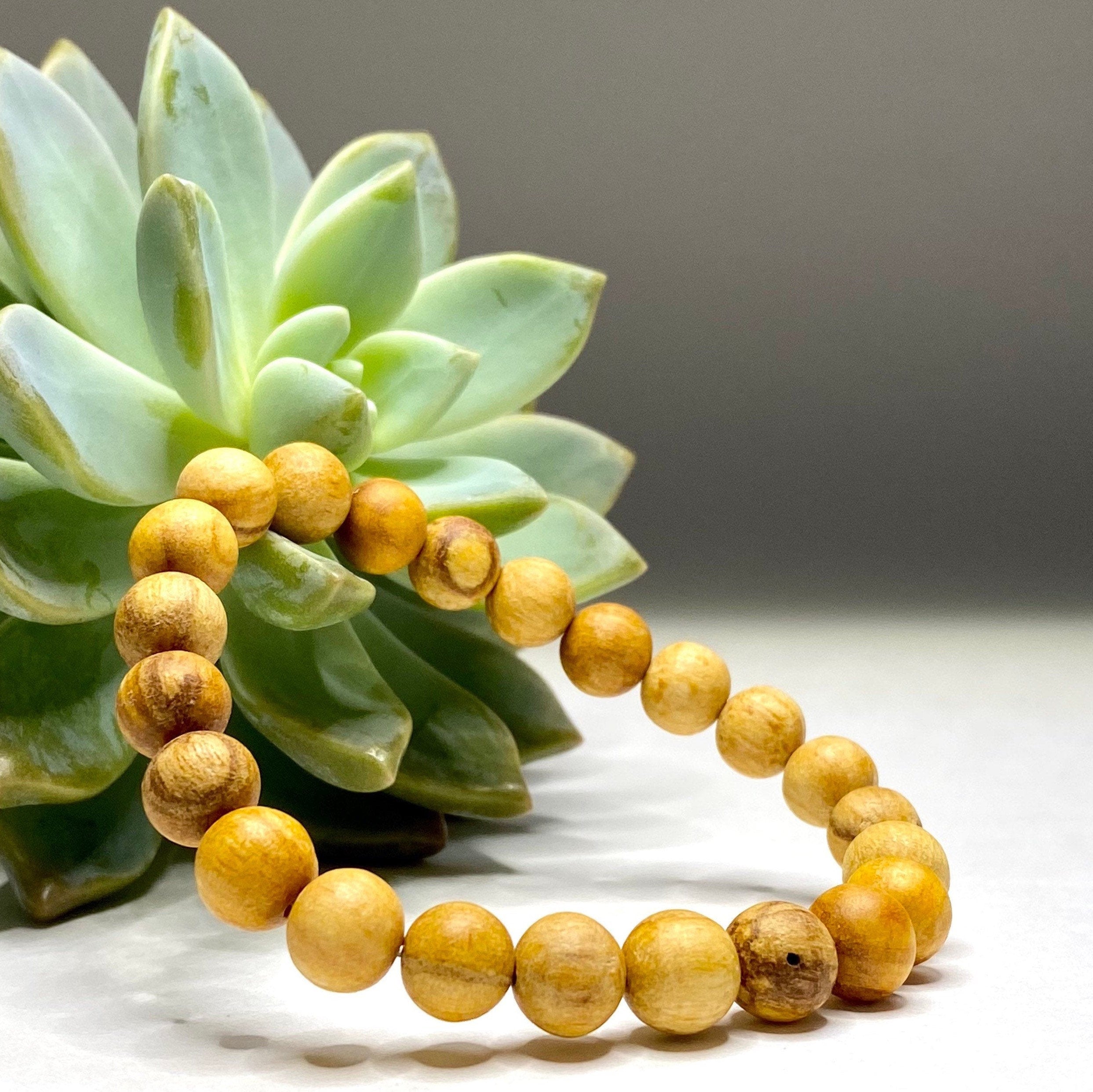 Palo Santo Beaded Bracelet, Handmade Wood Bead Bracelet