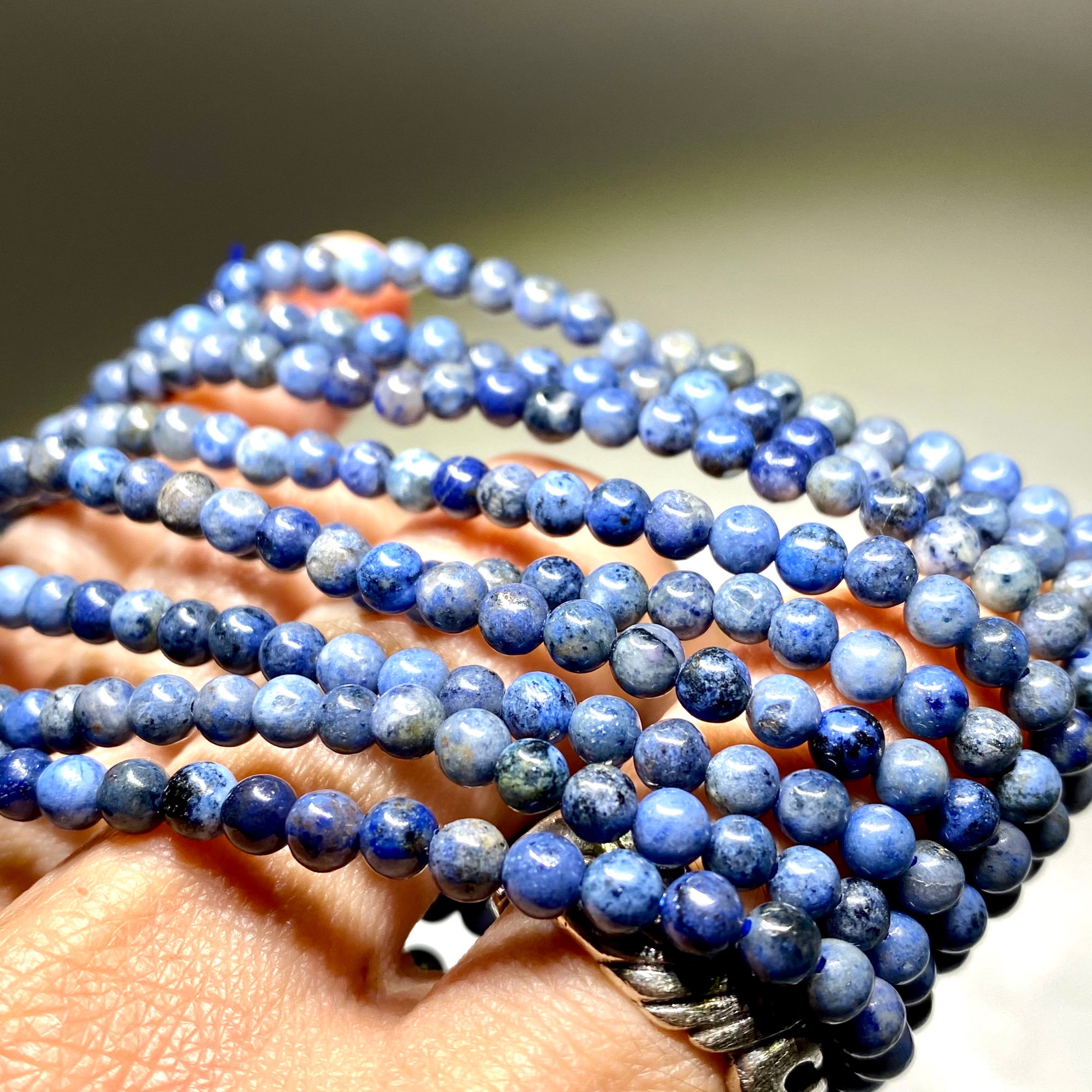 Dumortierite Crystal Bracelet: 4mm Gemstone Beaded Stretch Bracelet