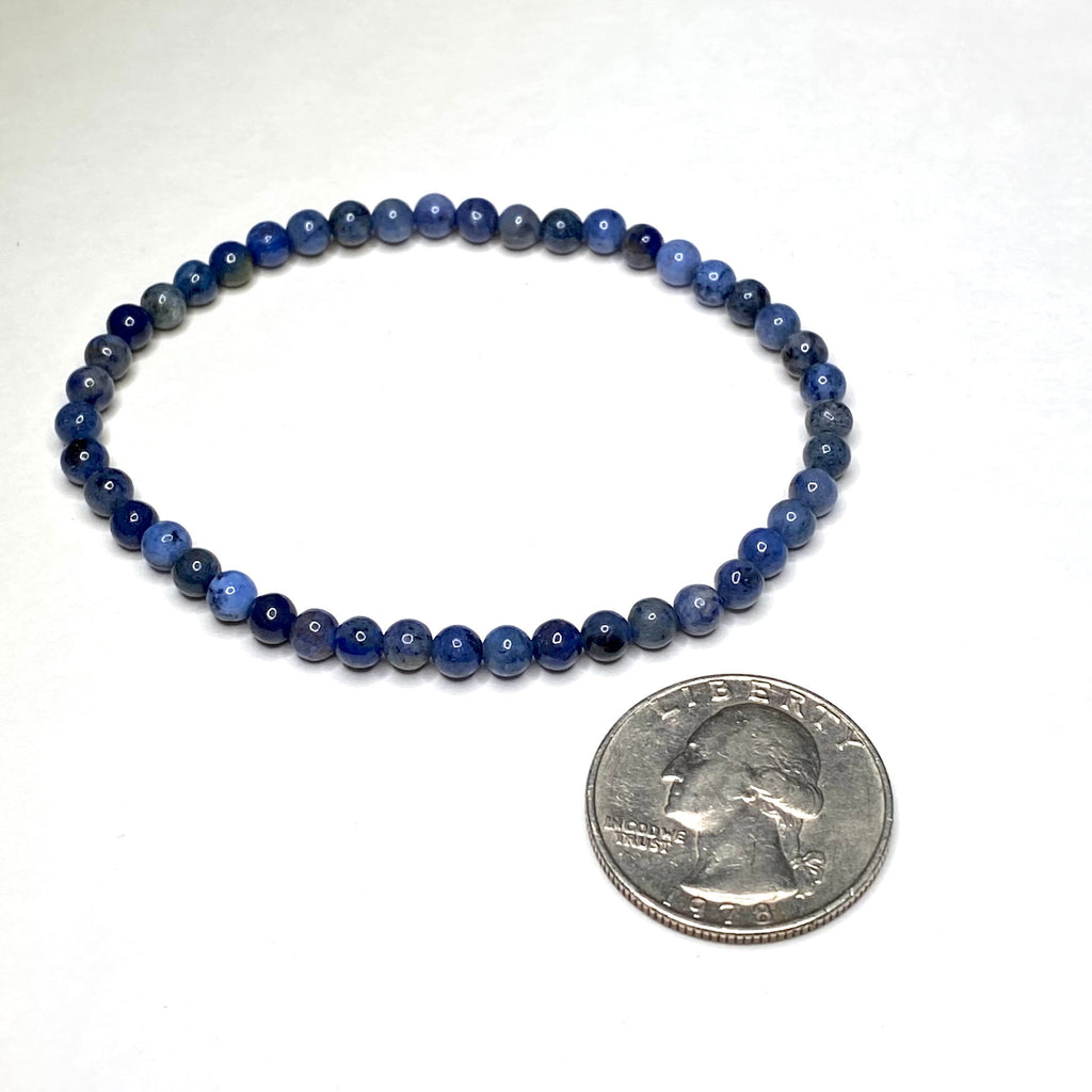 Dumortierite Crystal Bracelet: 4mm Gemstone Beaded Stretch Bracelet
