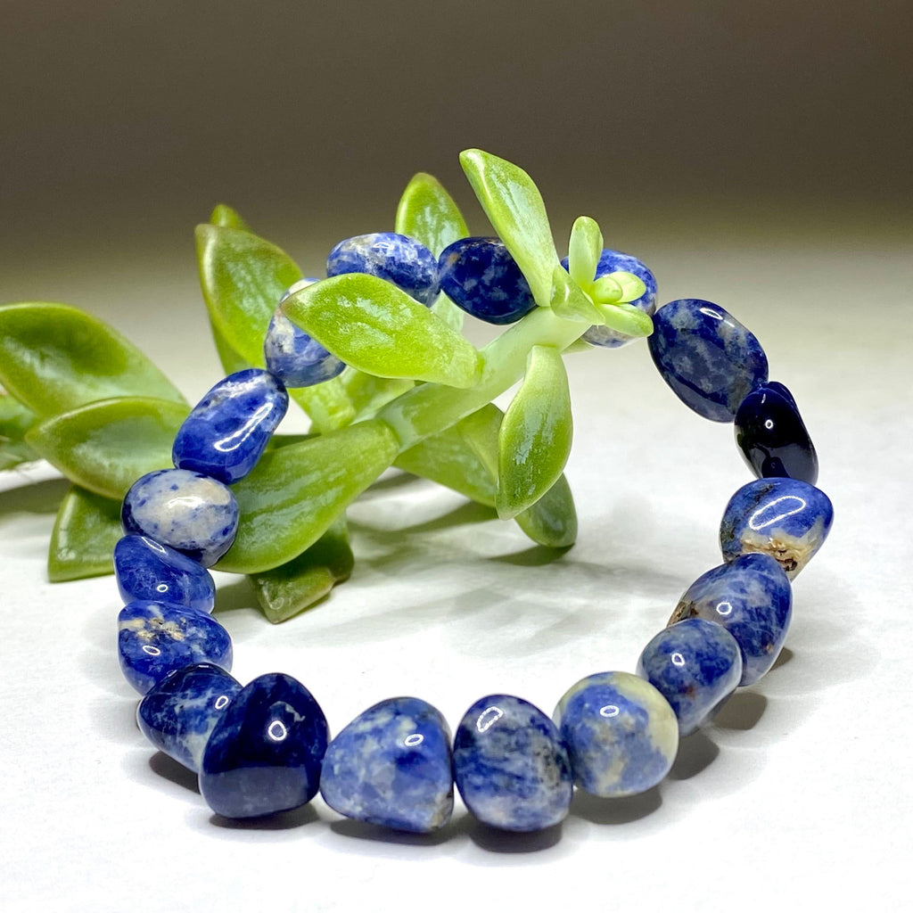 Sodalite Tumble Stone Bracelet: 8mm Gemstone Beaded Stretch Bracelet