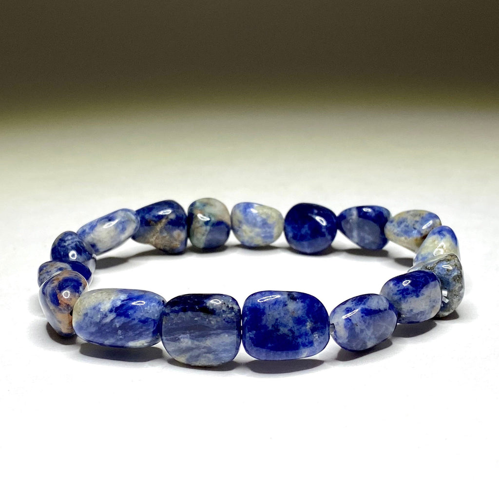 Sodalite Tumble Stone Bracelet: 8mm Gemstone Beaded Stretch Bracelet