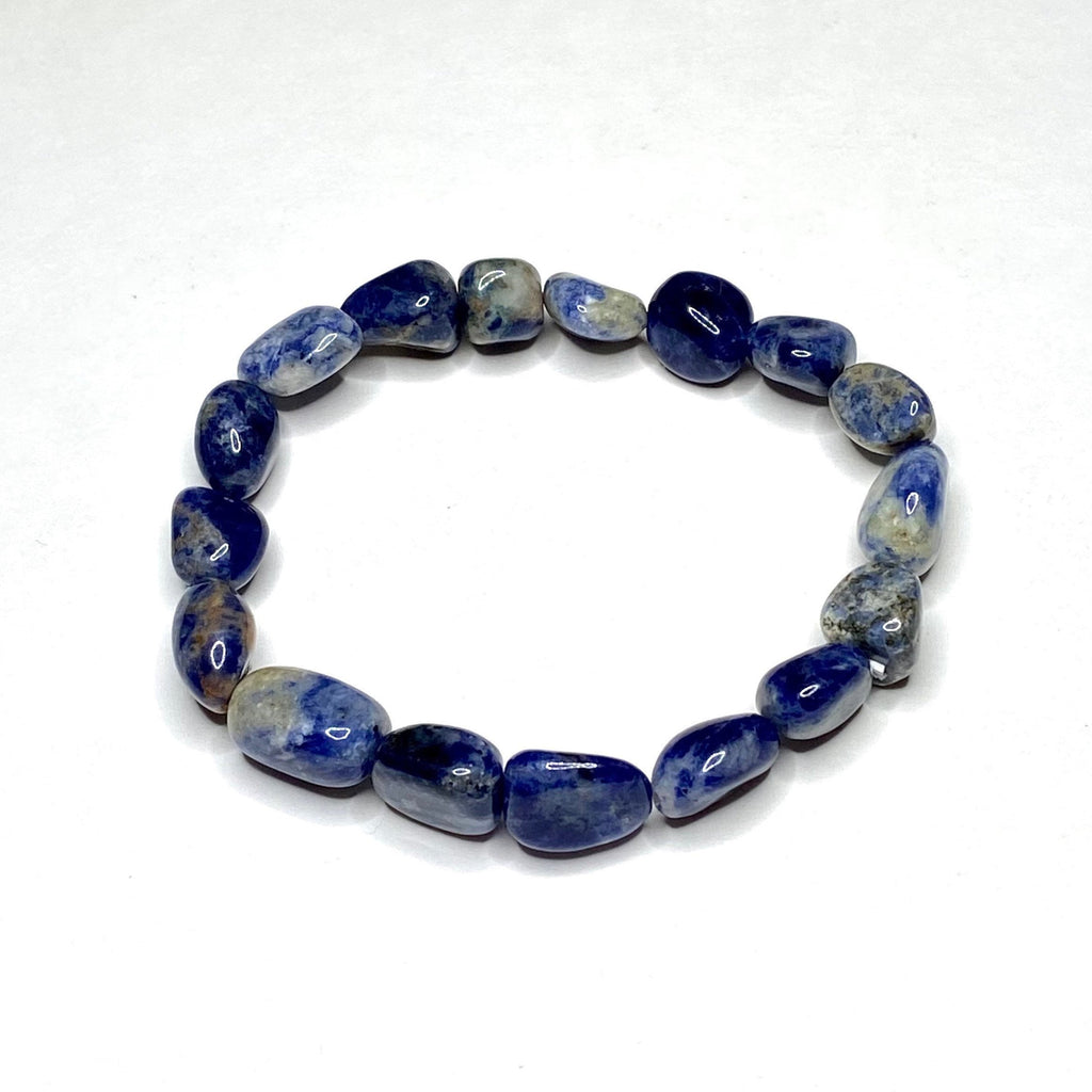 Sodalite Tumble Stone Bracelet: 8mm Gemstone Beaded Stretch Bracelet