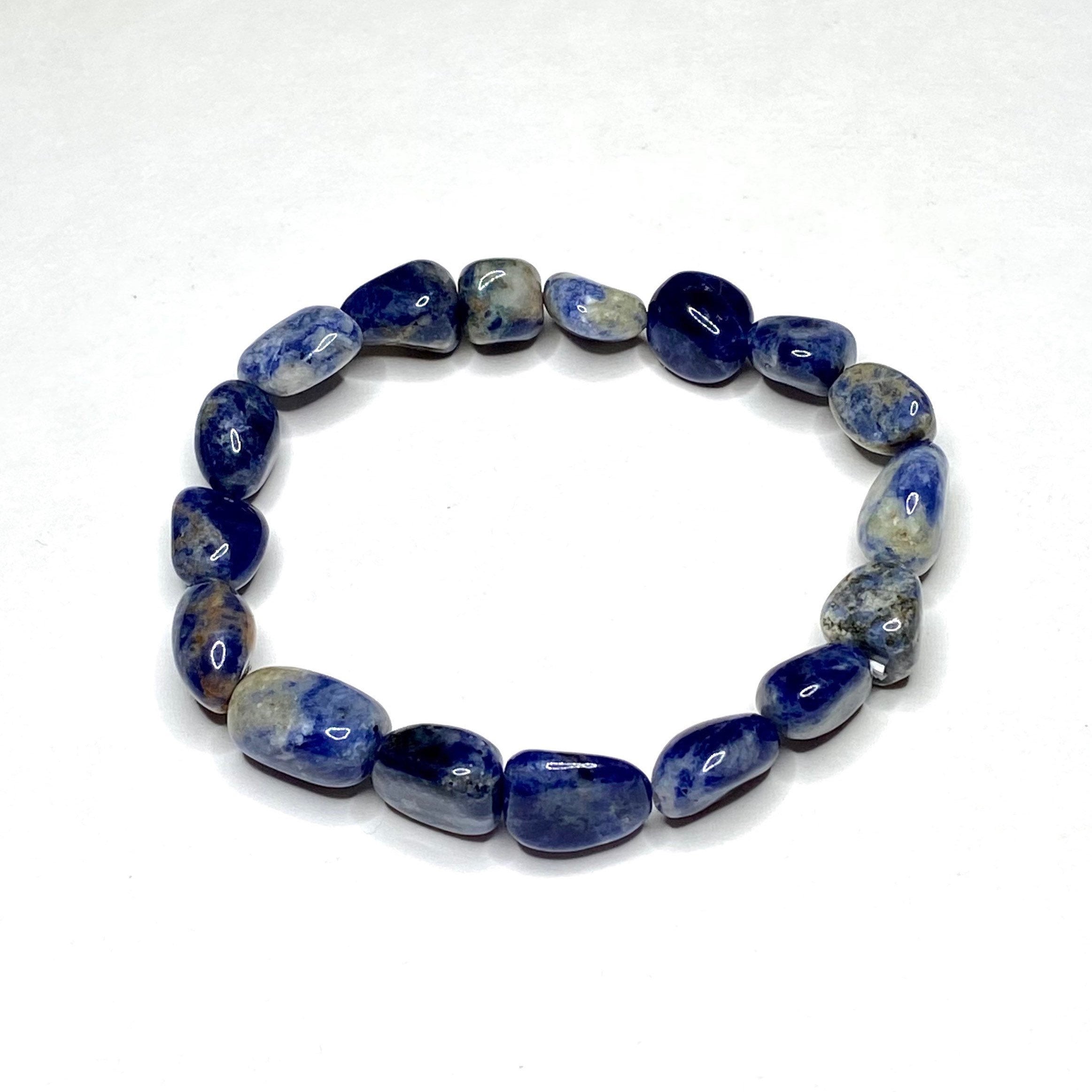 Sodalite Tumble Stone Bracelet: 8mm Gemstone Beaded Stretch Bracelet