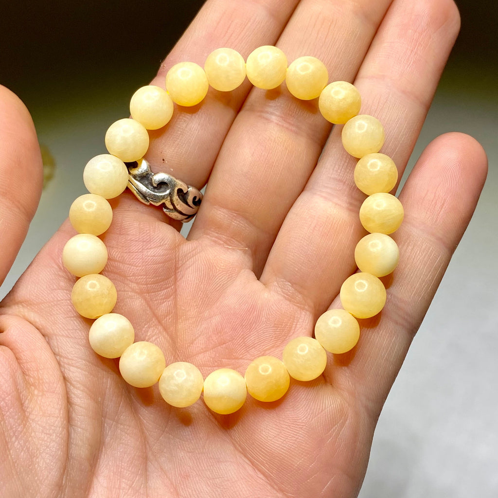 Orange Calcite Crystal Bracelet: Handmade Gemstone Beaded Bracelet
